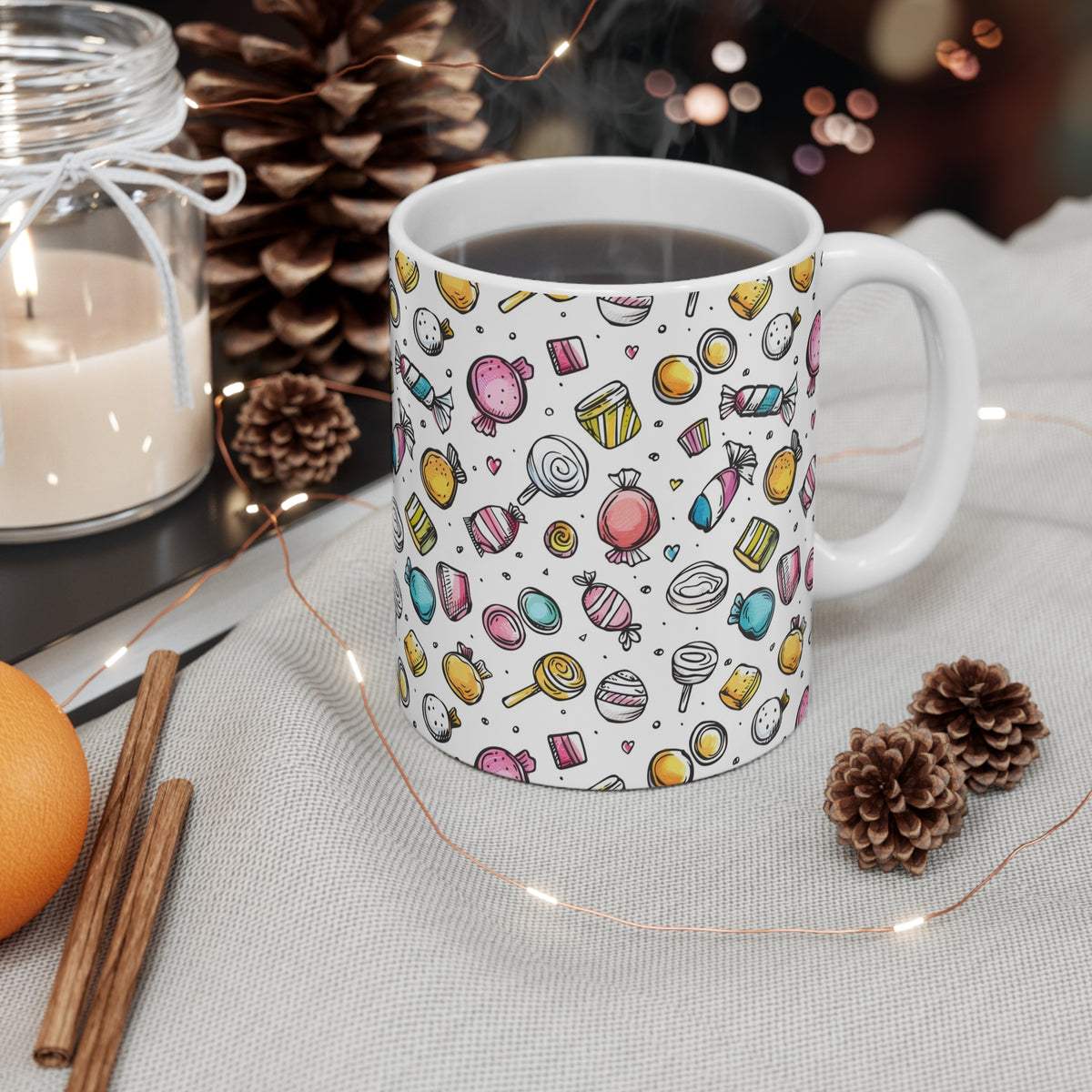 Colorful All-Over Candy Theme Coffee Mug Fun Ceramic Drinkware 444