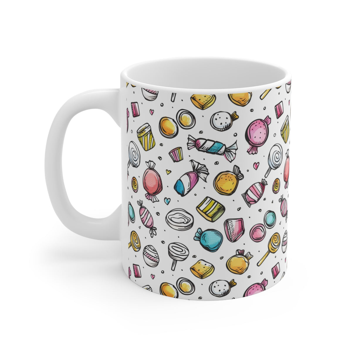 Colorful All-Over Candy Theme Coffee Mug Fun Ceramic Drinkware 444