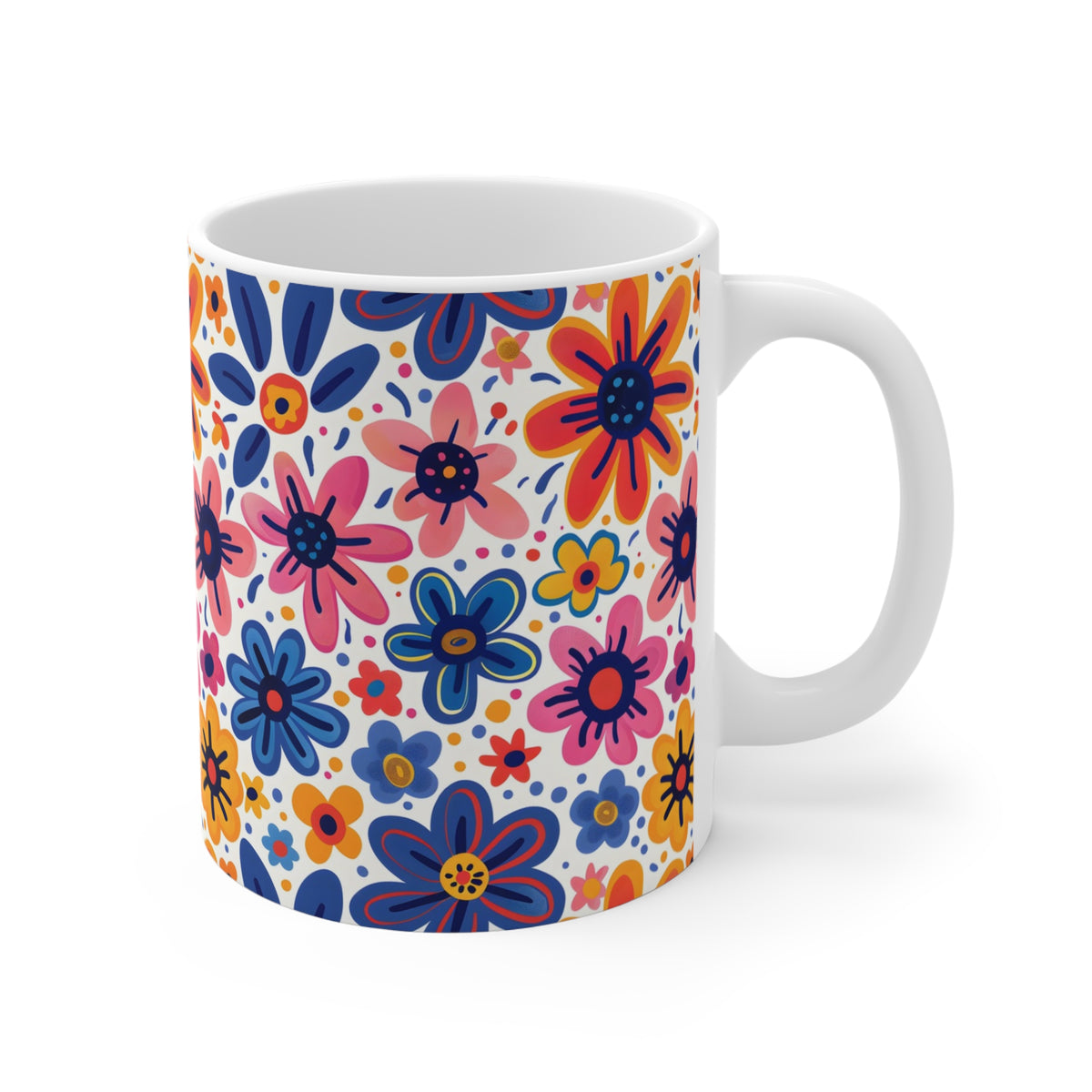 Funky Groovy Boho Flowers Coffee Mug – Bold and Colorful Drinkware  (15)