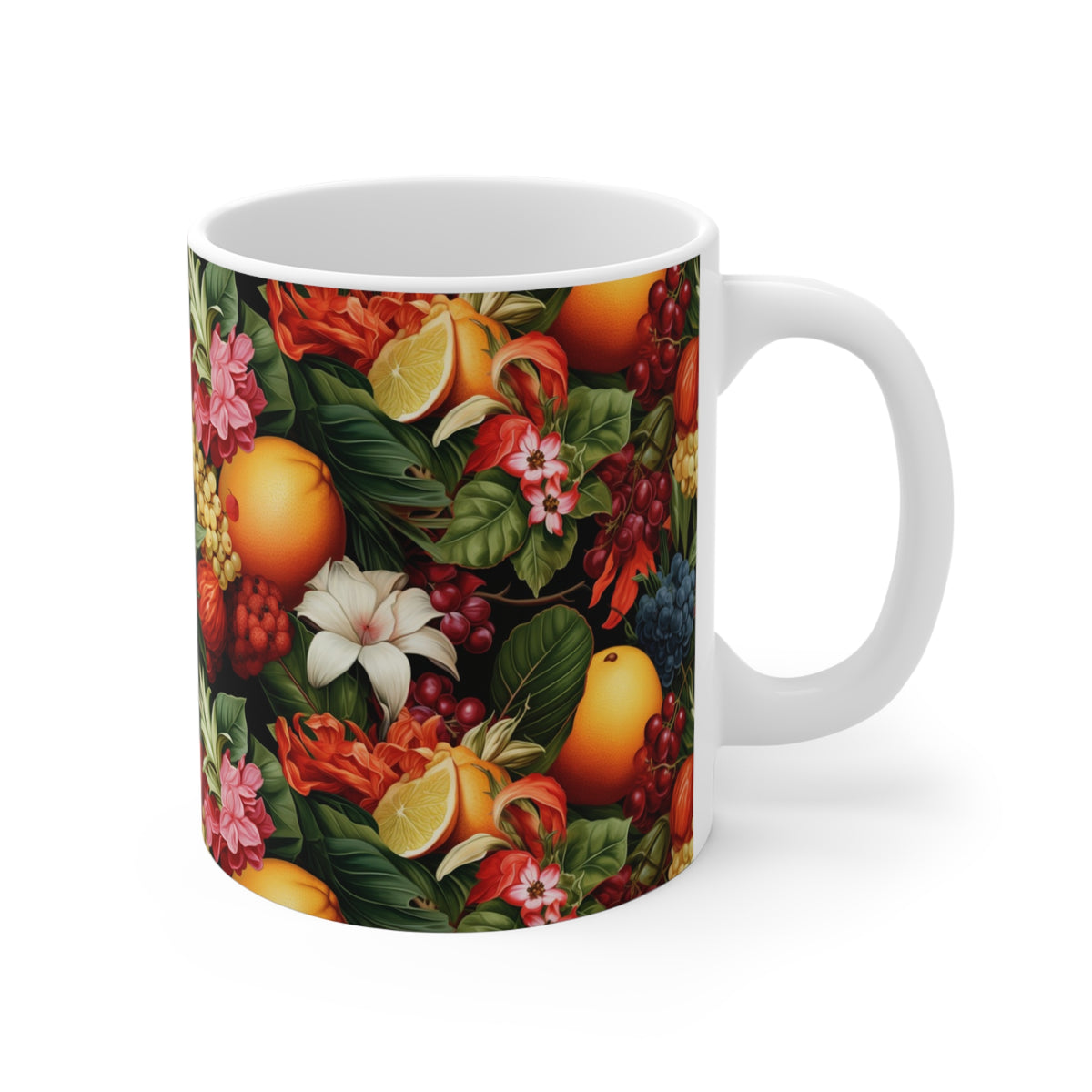 Vibrant Infinite Fruit Pattern Coffee Mug - Unique Ceramic Drinkware 741