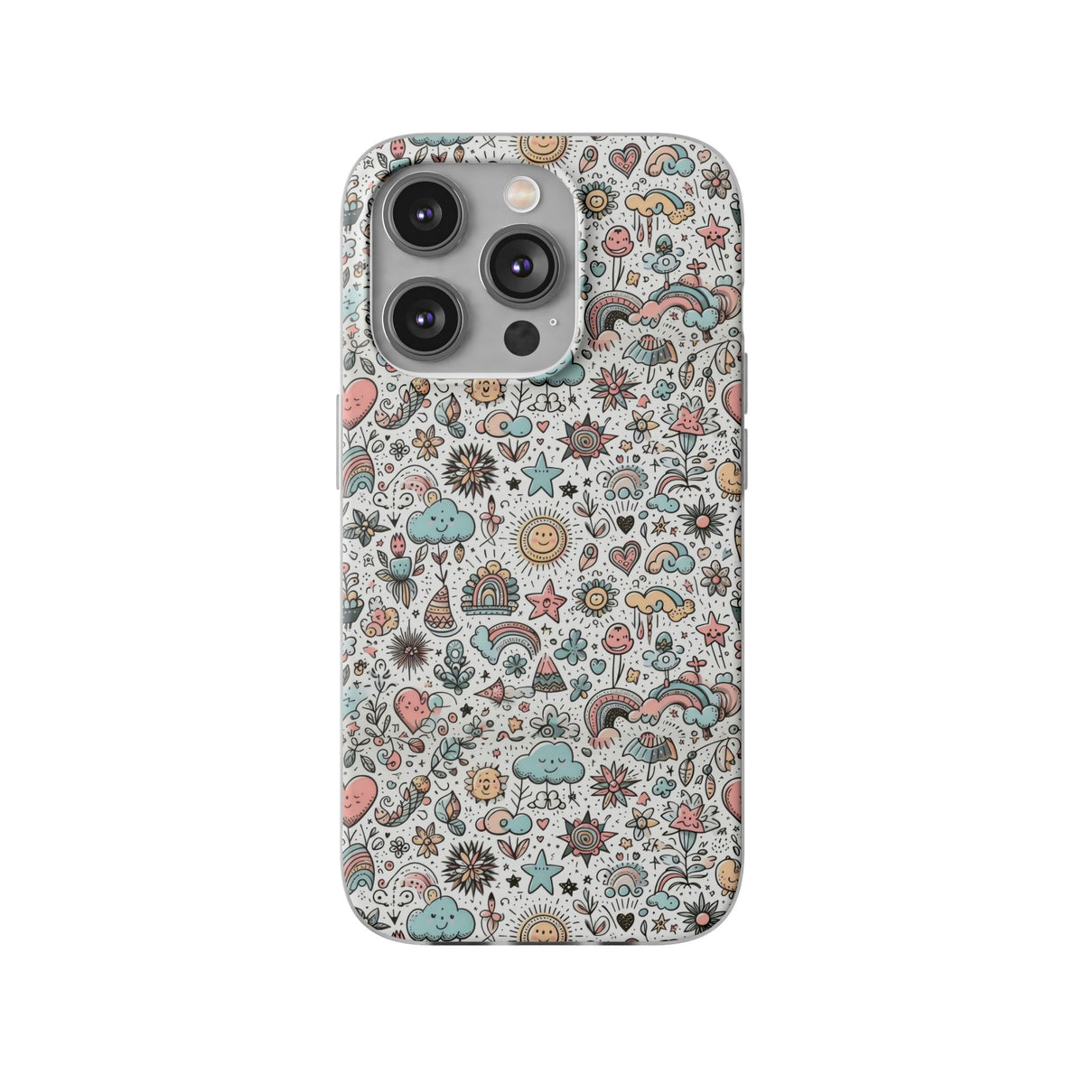 Pastel Doodle Pattern Phone Case – A Playful Touch of Elegance