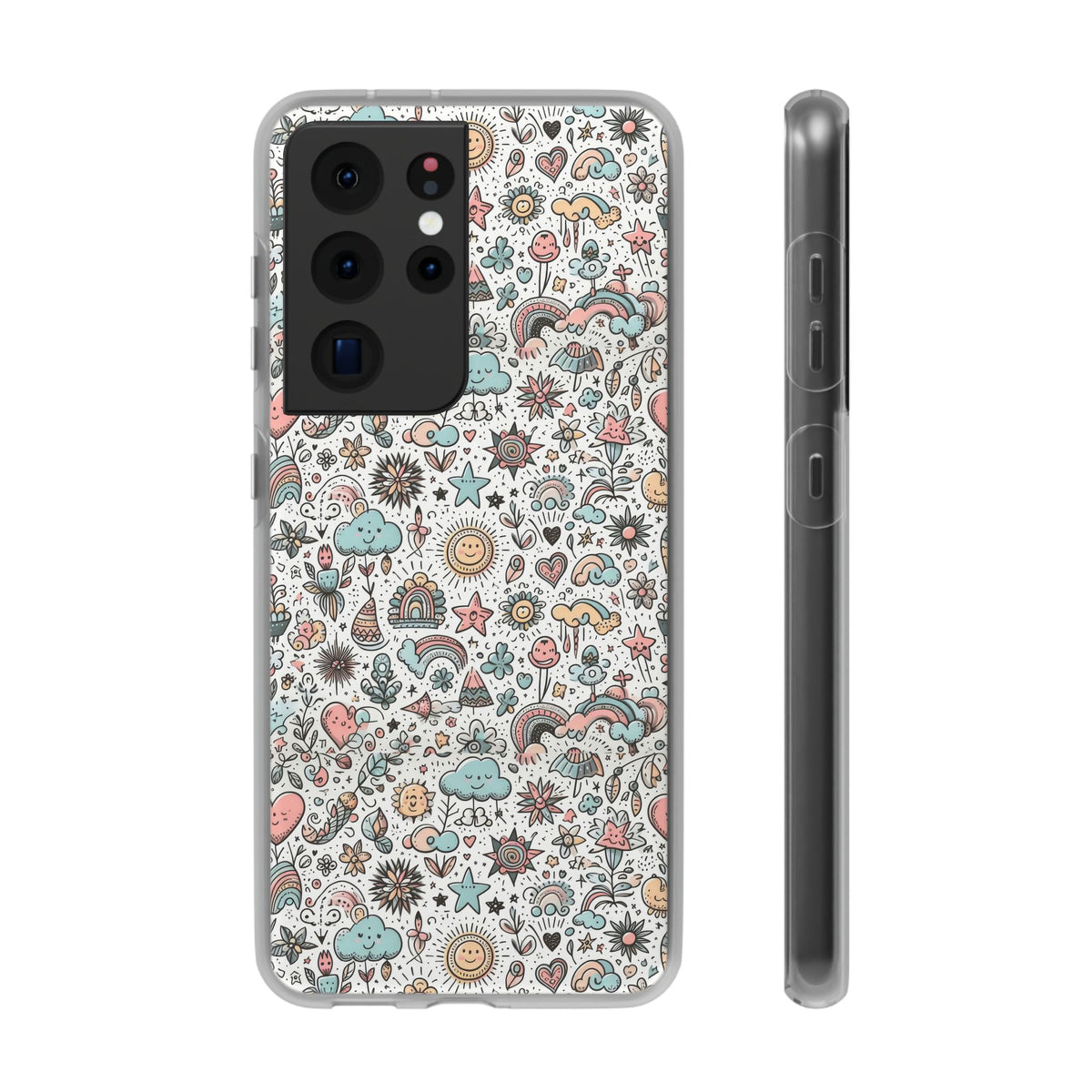 Pastel Doodle Pattern Phone Case – A Playful Touch of Elegance