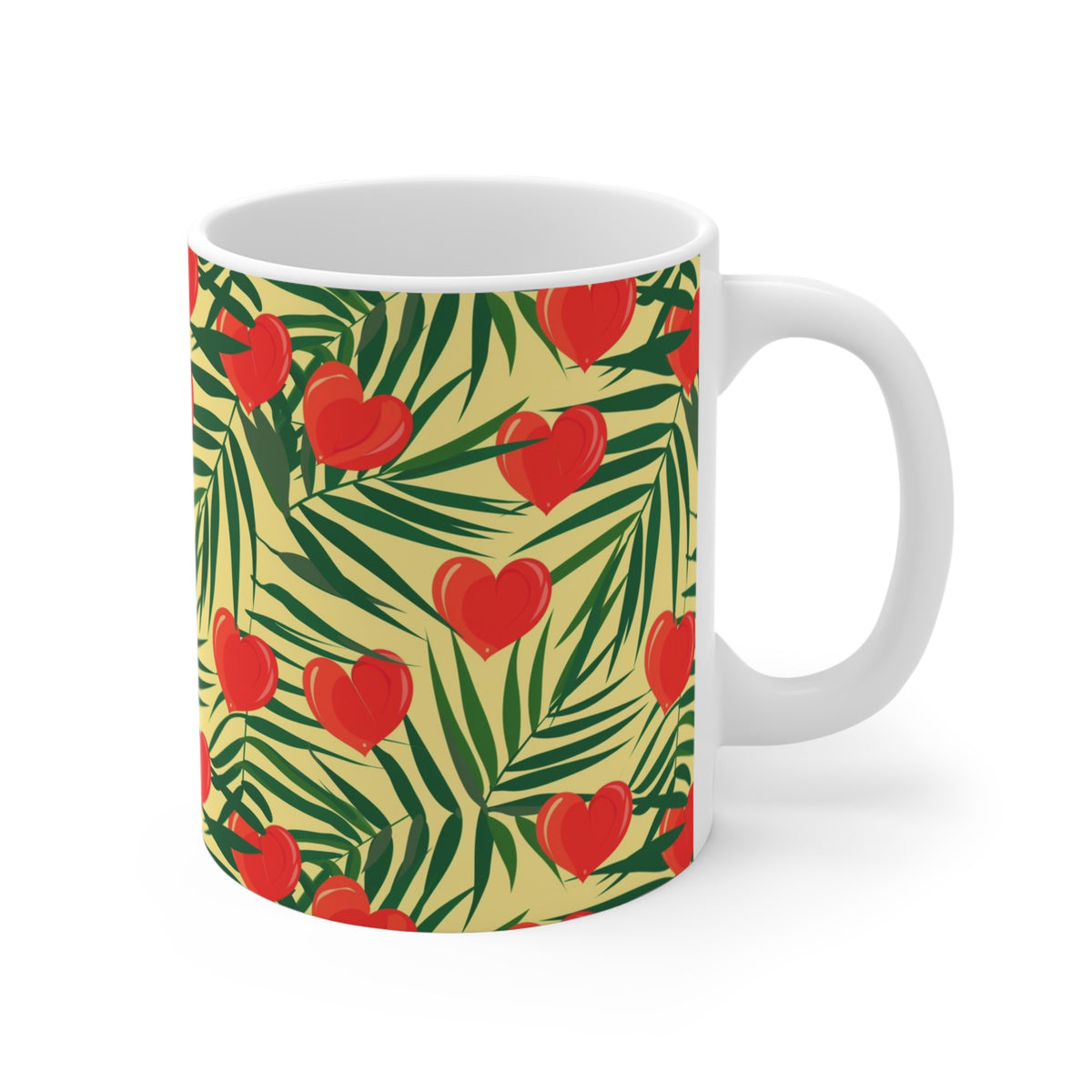 Colorful Heart Design Coffee Mug - Endless Love Pattern Ceramic Cup 125