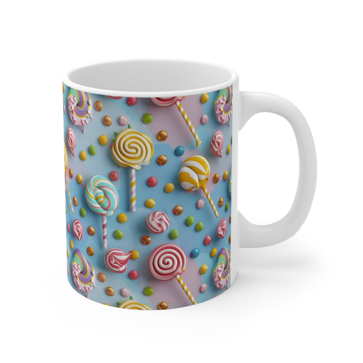 Colorful All-Over Candy Theme Coffee Mug Fun Ceramic Drinkware 118