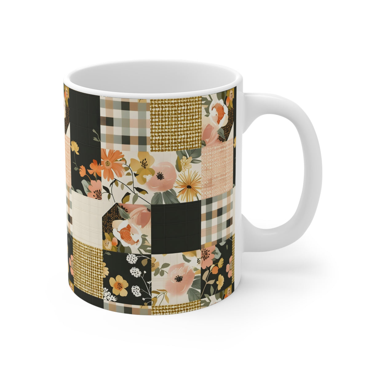 Farmhouse Patchwork Pastel Quilt Pattern Coffee Cup  (13)