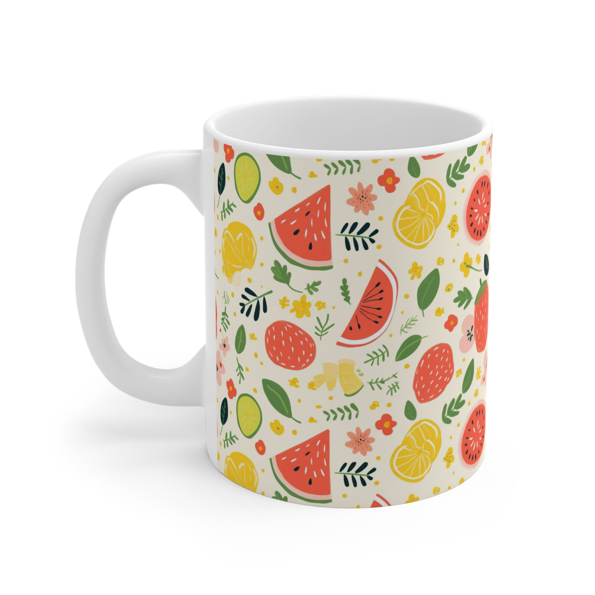 Vibrant Infinite Fruit Pattern Coffee Mug - Unique Ceramic Drinkware 679