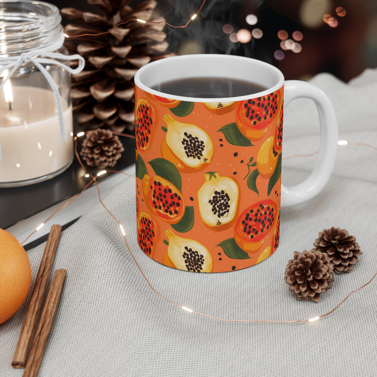 Vibrant Infinite Fruit Pattern Coffee Mug - Unique Ceramic Drinkware 1022
