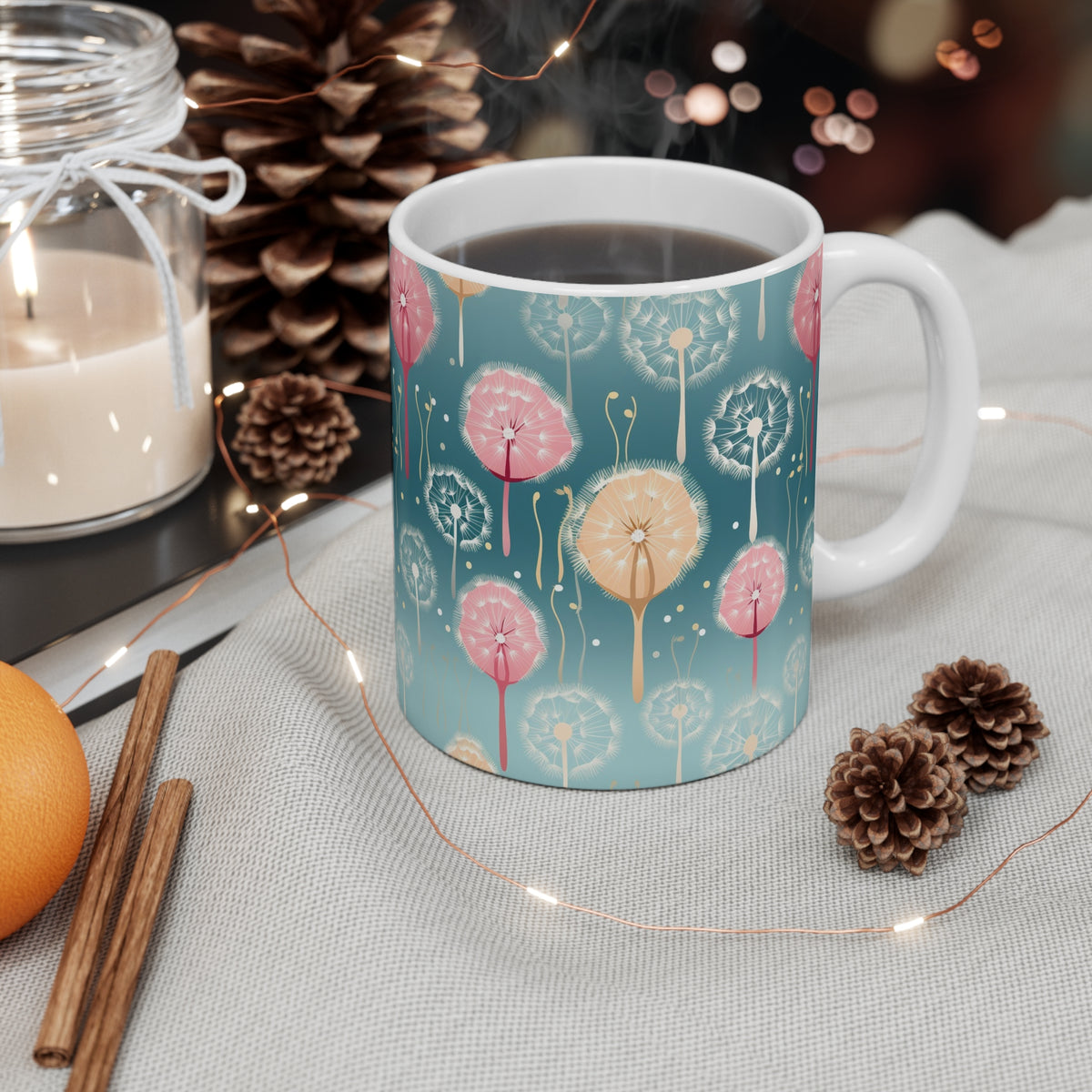 Pastel Dandelion Pattern Coffee Cup-Floral Ceramic Mug for Tea and Coffee  (7)