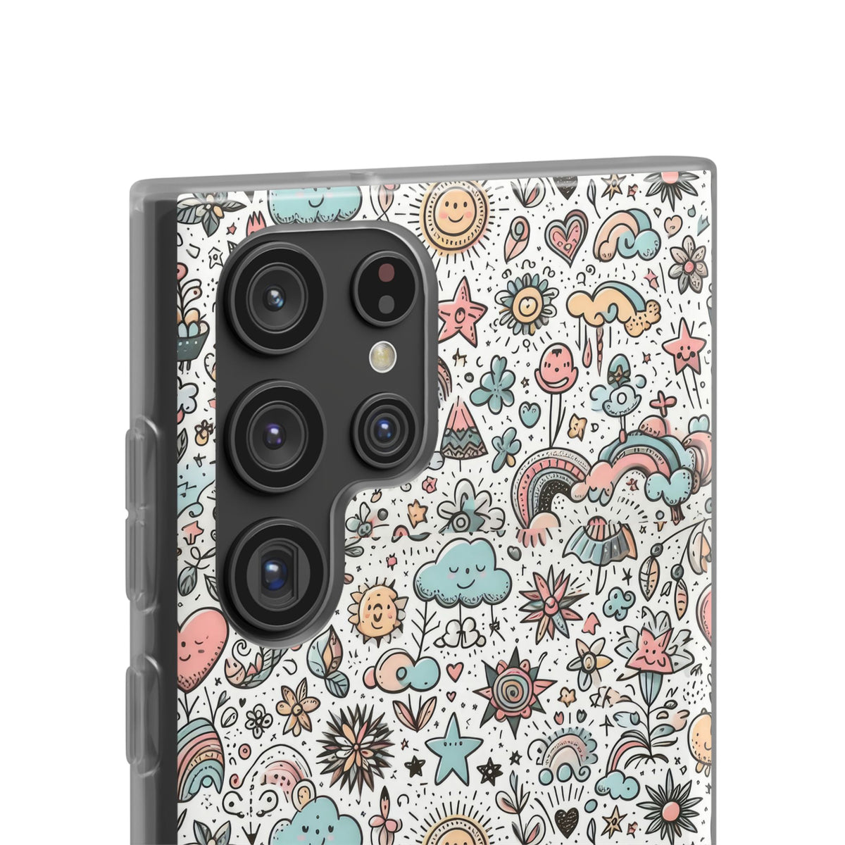 Pastel Doodle Pattern Phone Case – A Playful Touch of Elegance