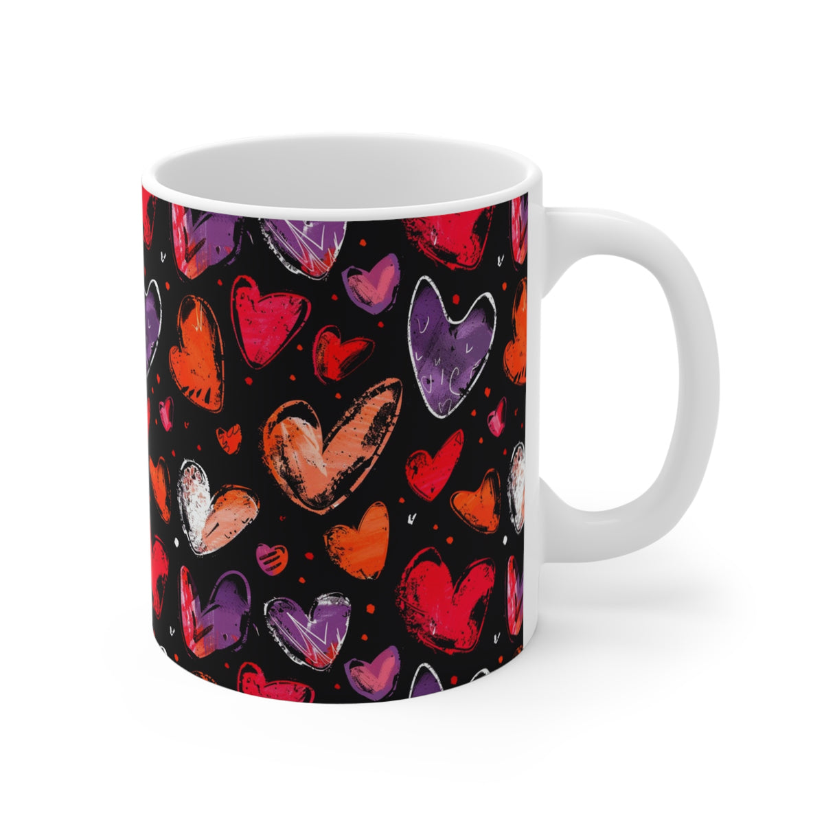Colorful Heart Design Coffee Mug - Endless Love Pattern Ceramic Cup 123