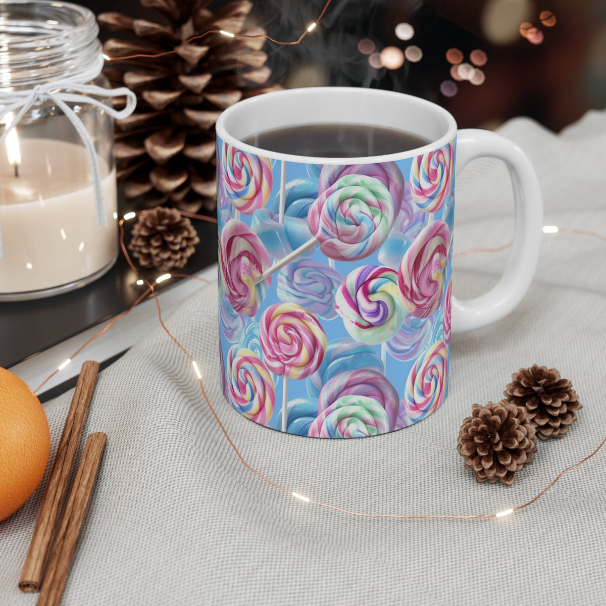 Colorful All-Over Candy Theme Coffee Mug Fun Ceramic Drinkware 015