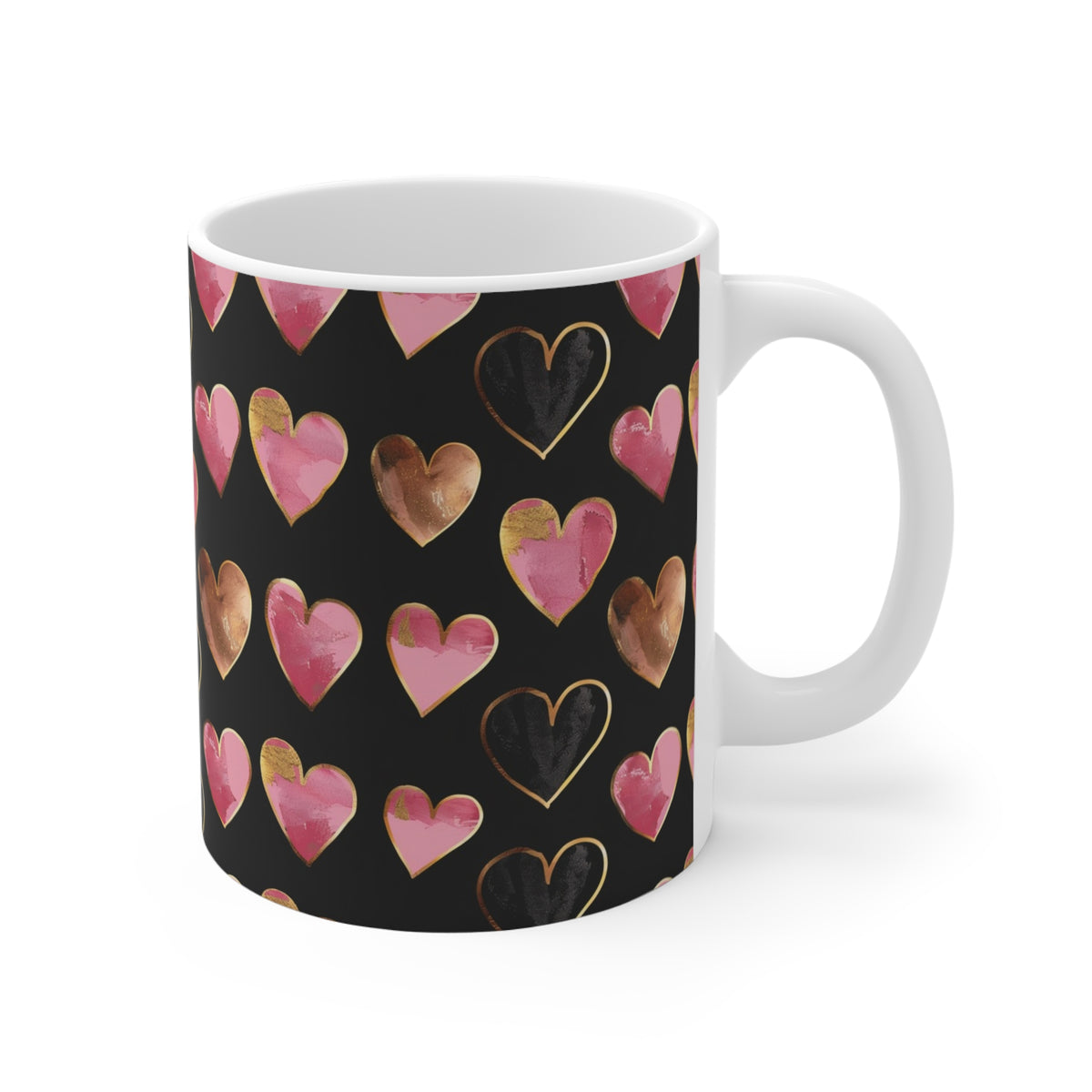 Colorful Heart Design Coffee Mug - Endless Love Pattern Ceramic Cup 439