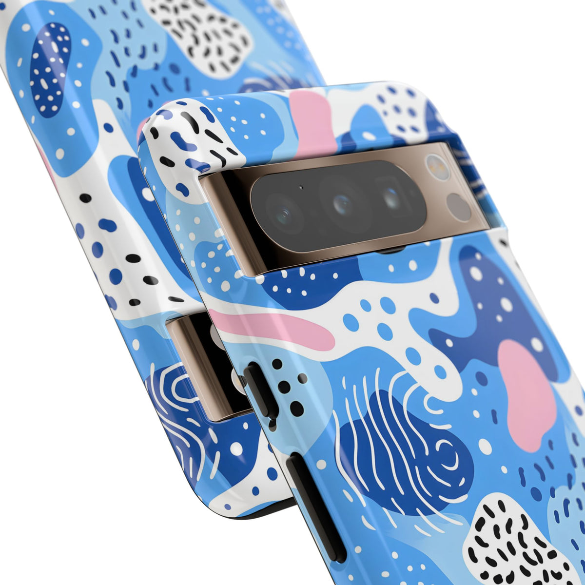 Abstract Baby Blue Memphis Design Phone Case – Sleek and Contemporary Artistry