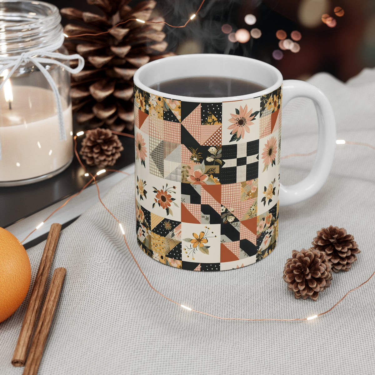 Farmhouse Patchwork Pastel Quilt Pattern Coffee Cup  (5)