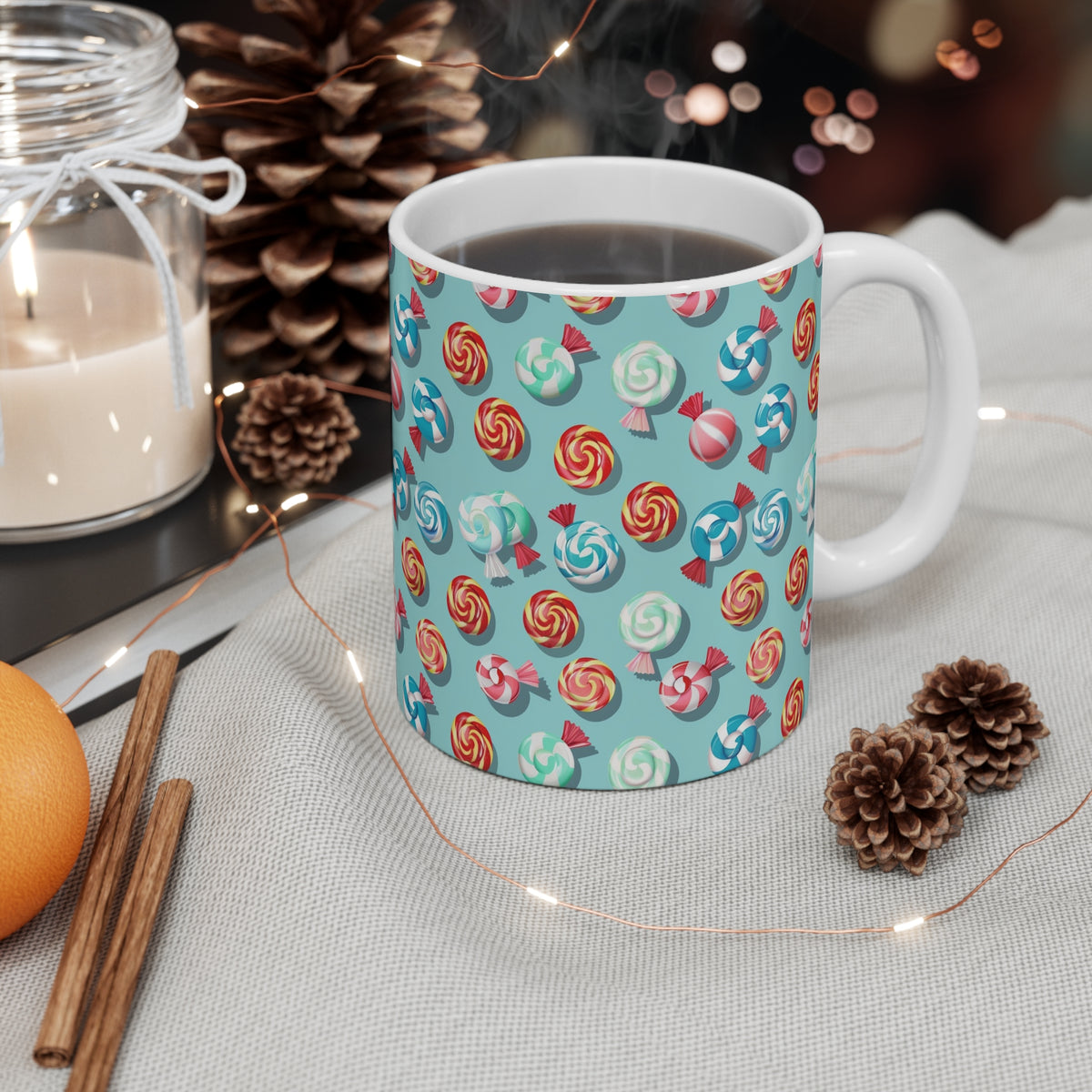 Colorful All-Over Candy Theme Coffee Mug Fun Ceramic Drinkware 266