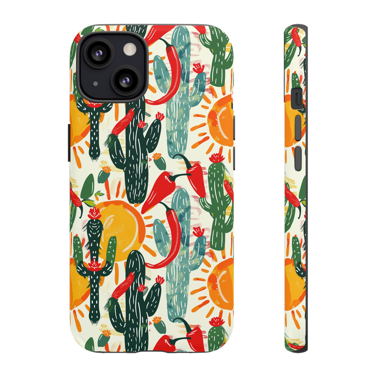 Cactuses, Peppers & Sun Pattern Phone Case – Vibrant Summer Design for Stylish Protection 2