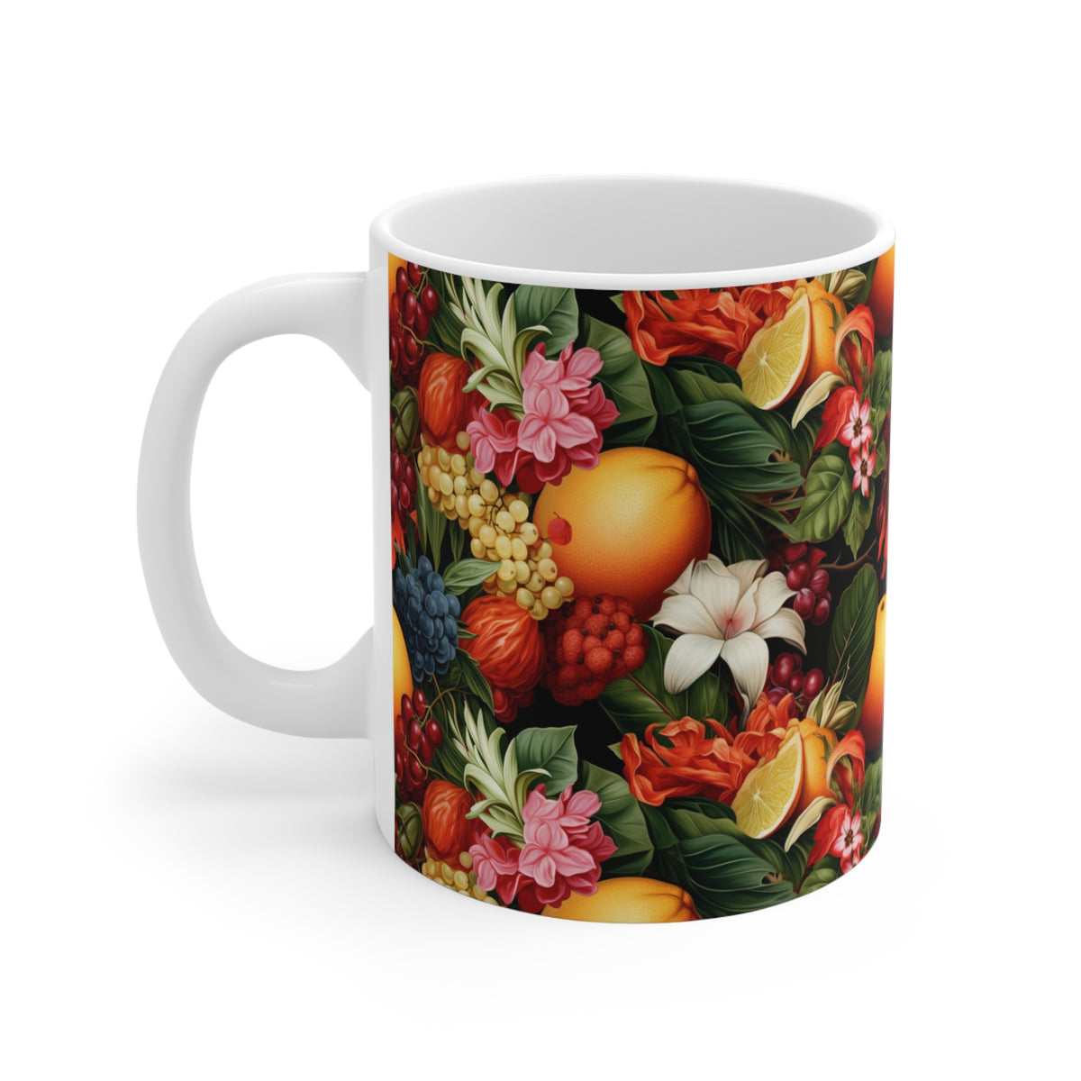 Vibrant Infinite Fruit Pattern Coffee Mug - Unique Ceramic Drinkware 741