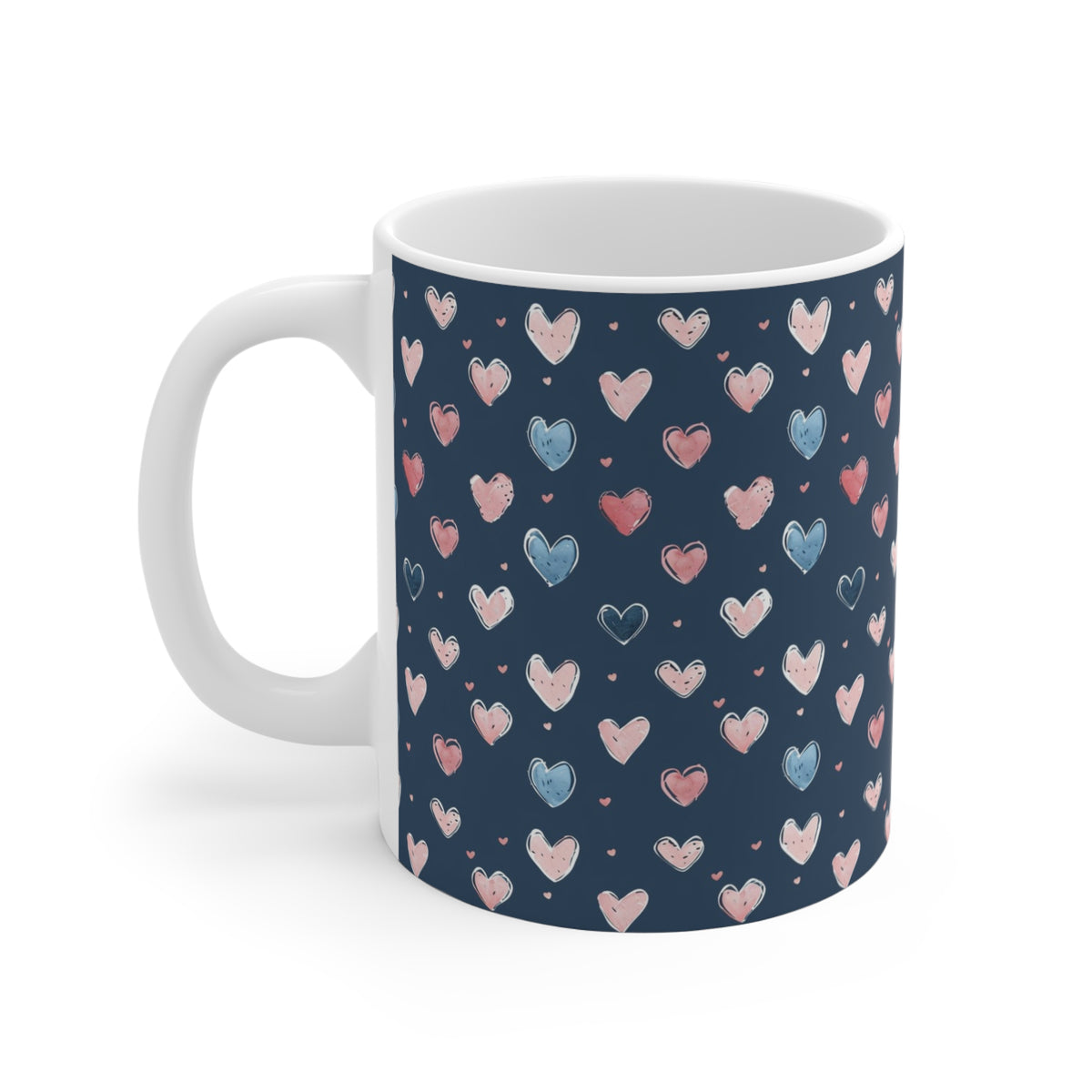 Colorful Heart Design Coffee Mug - Endless Love Pattern Ceramic Cup 113