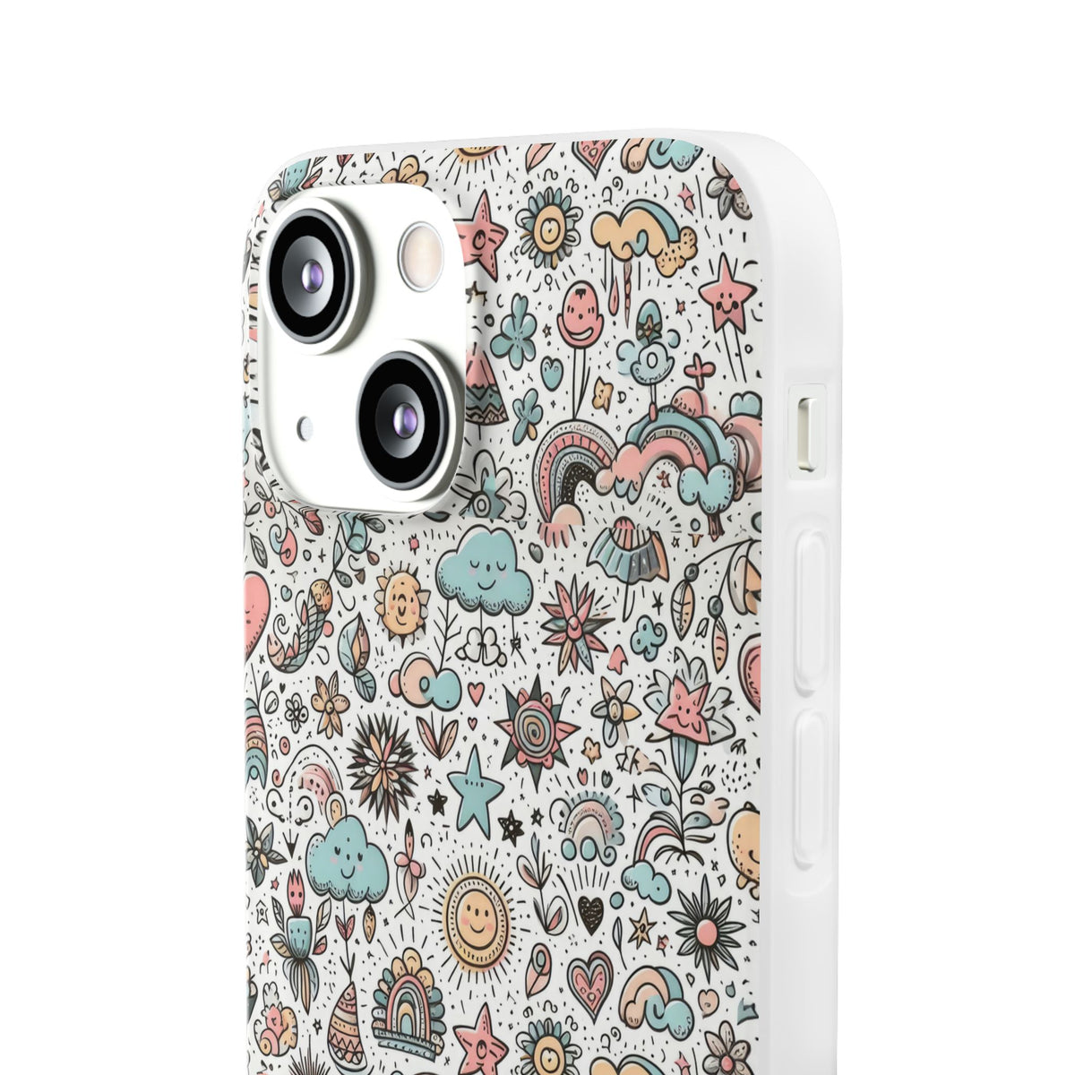 Pastel Doodle Pattern Phone Case – A Playful Touch of Elegance