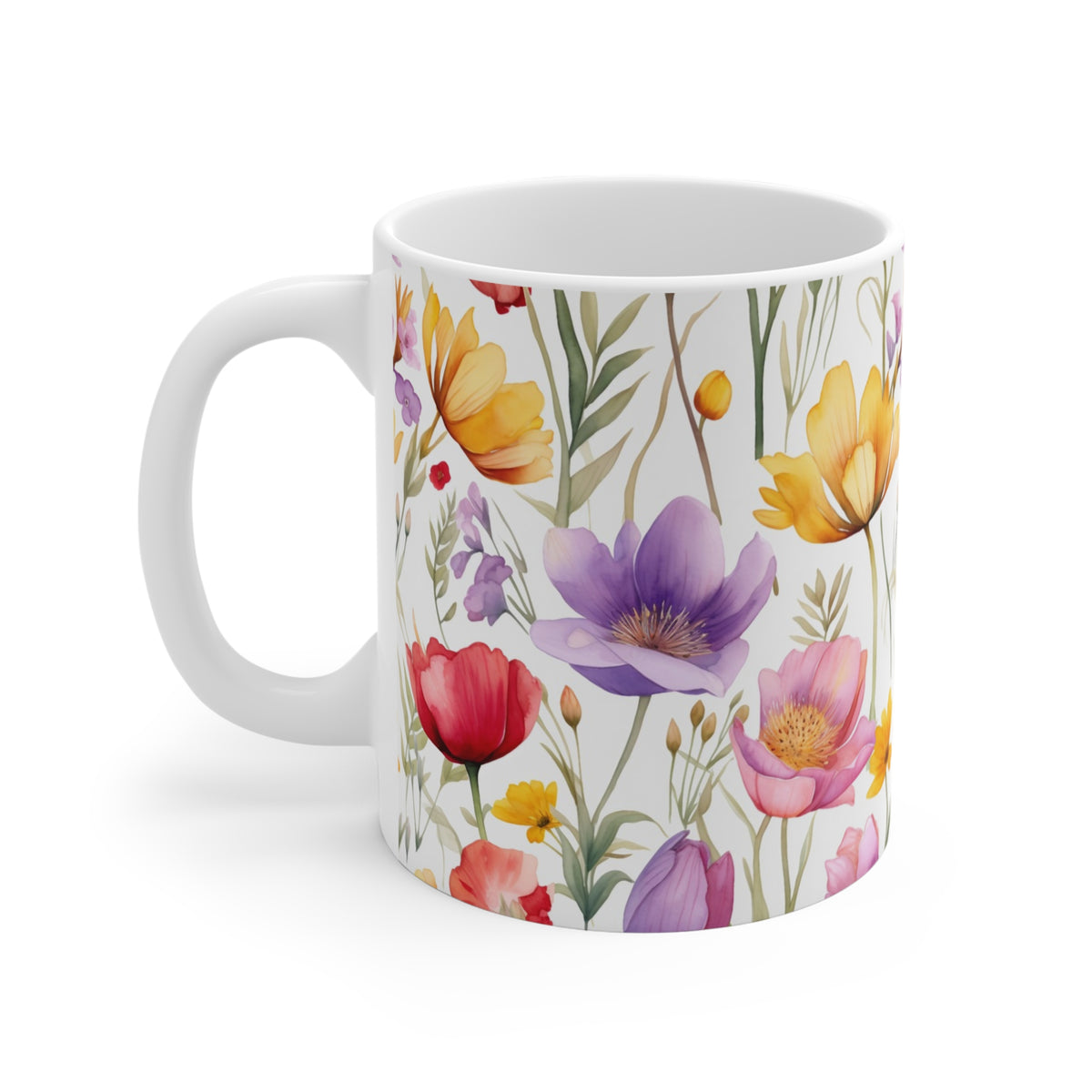 Beautiful Spring Flowers Watercolor Coffee Mug – Perfect for Nature Enthusiasts  (10)