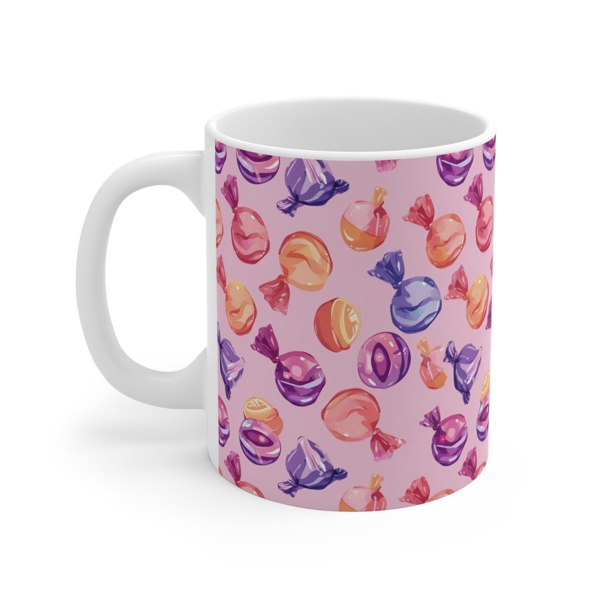 Colorful All-Over Candy Theme Coffee Mug Fun Ceramic Drinkware 433