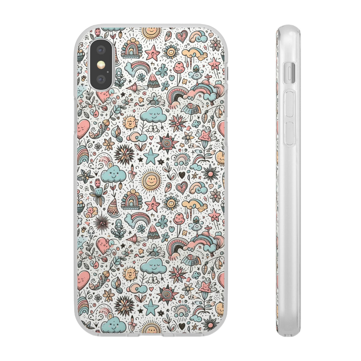 Pastel Doodle Pattern Phone Case – A Playful Touch of Elegance