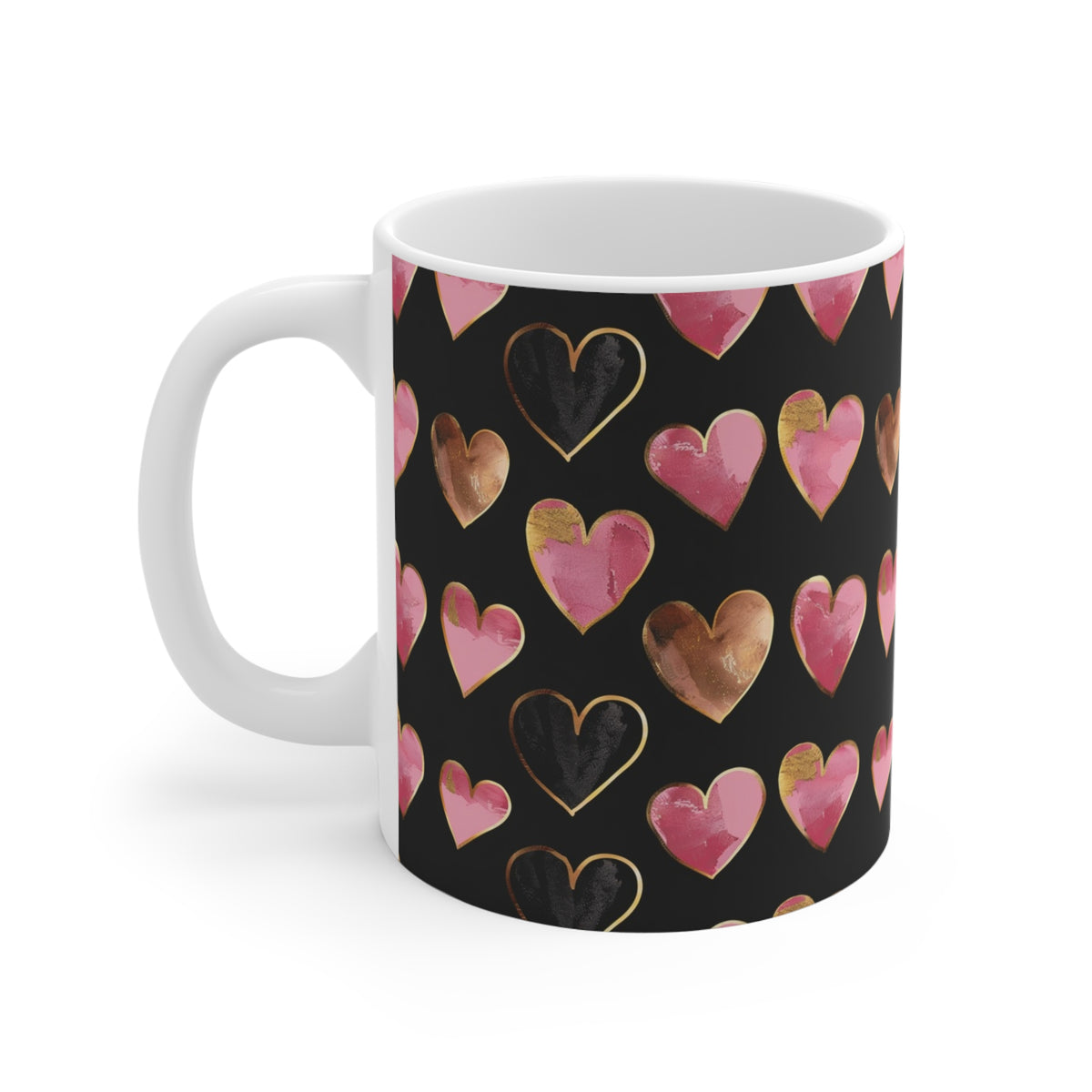 Colorful Heart Design Coffee Mug - Endless Love Pattern Ceramic Cup 439