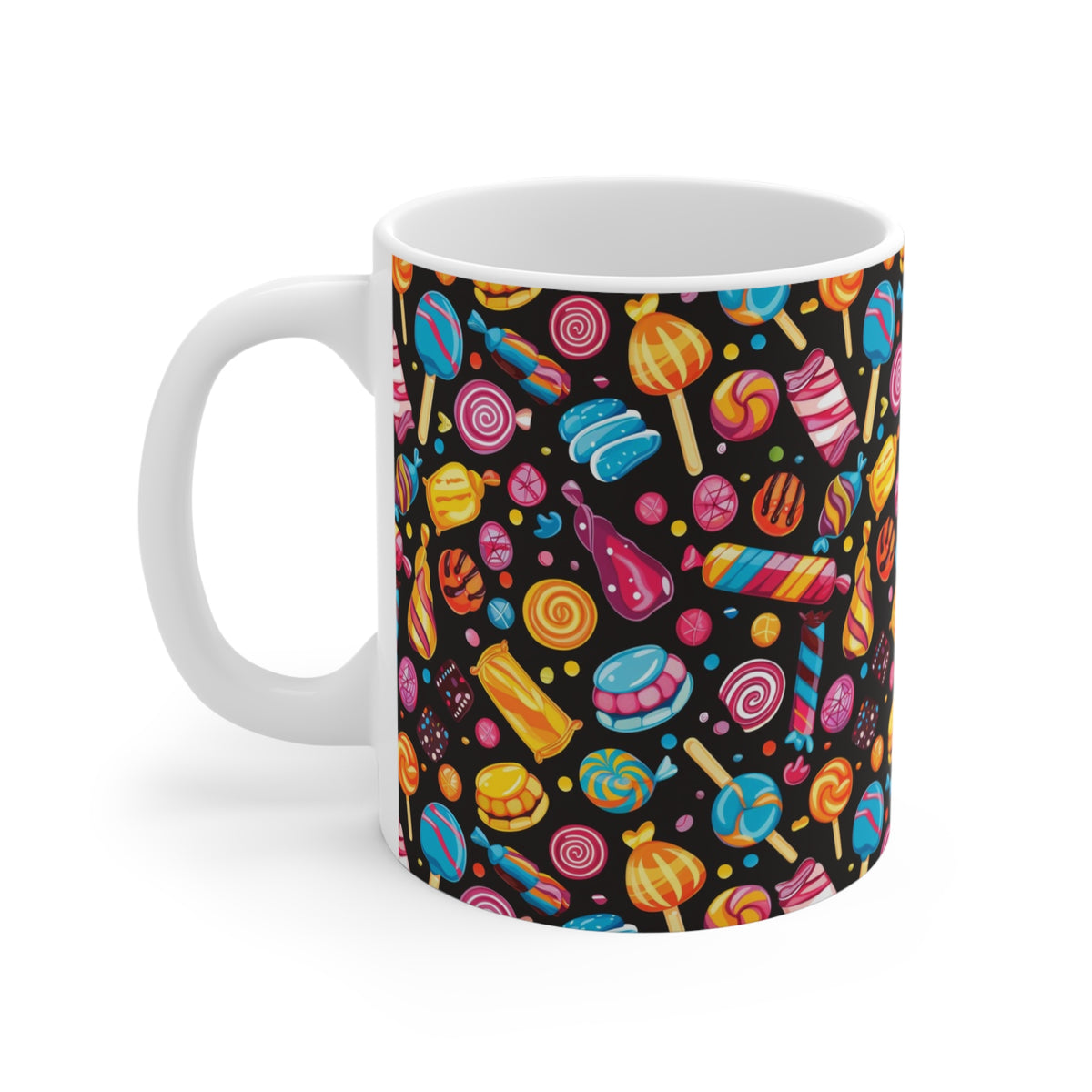 Colorful All-Over Candy Theme Coffee Mug Fun Ceramic Drinkware 086