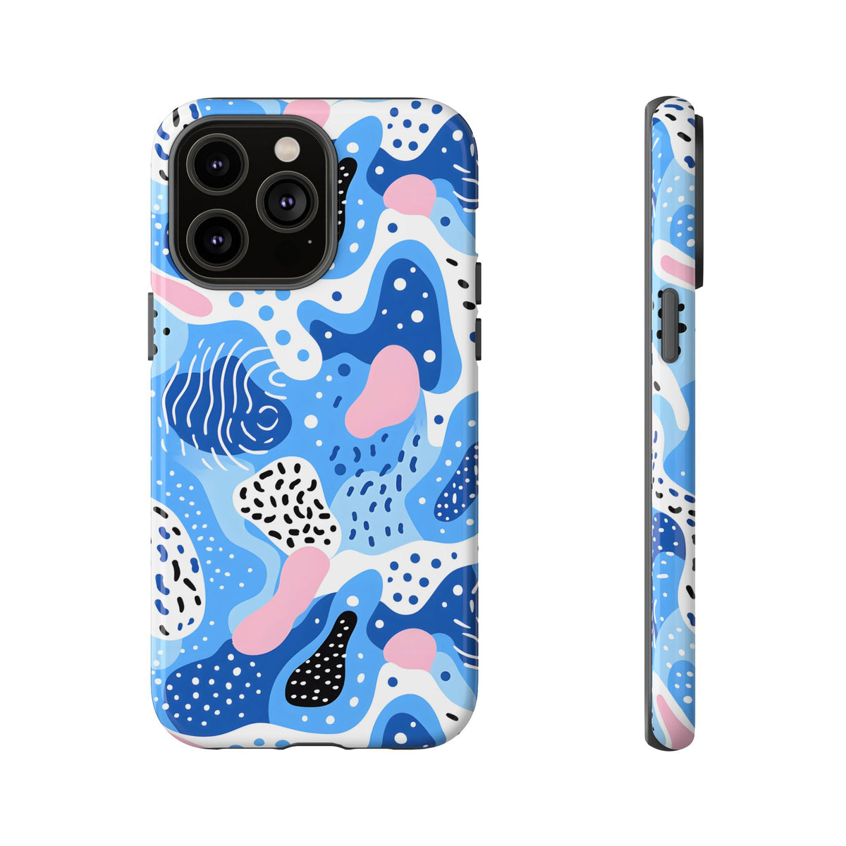 Abstract Baby Blue Memphis Design Phone Case – Sleek and Contemporary Artistry