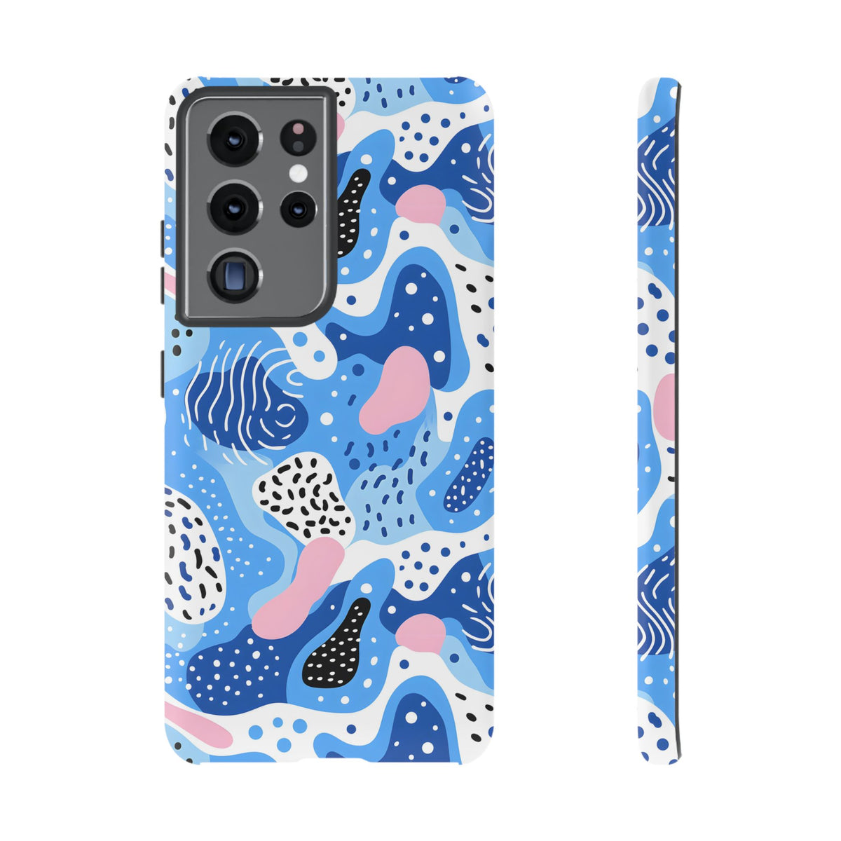 Abstract Baby Blue Memphis Design Phone Case – Sleek and Contemporary Artistry