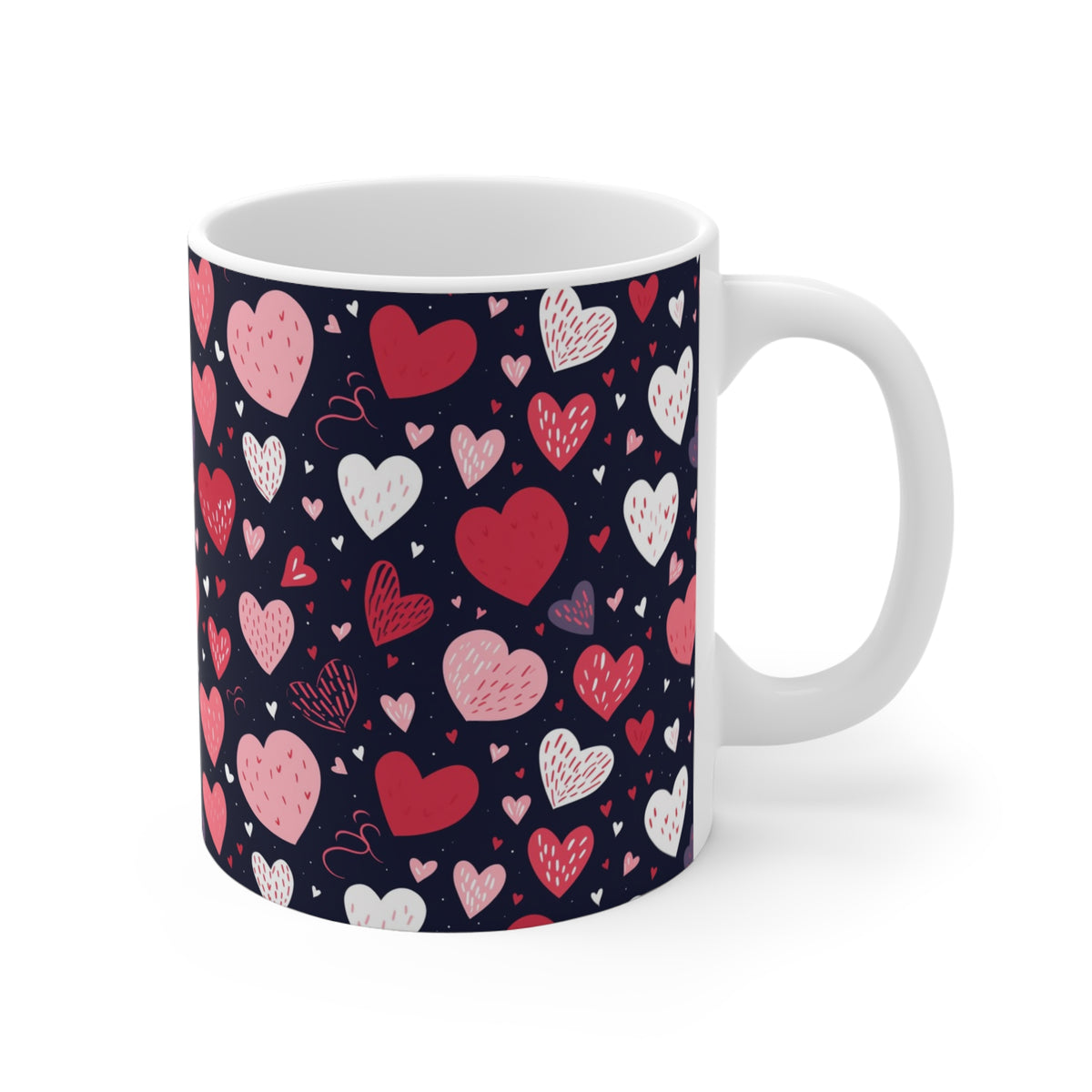 Colorful Heart Design Coffee Mug - Endless Love Pattern Ceramic Cup 115