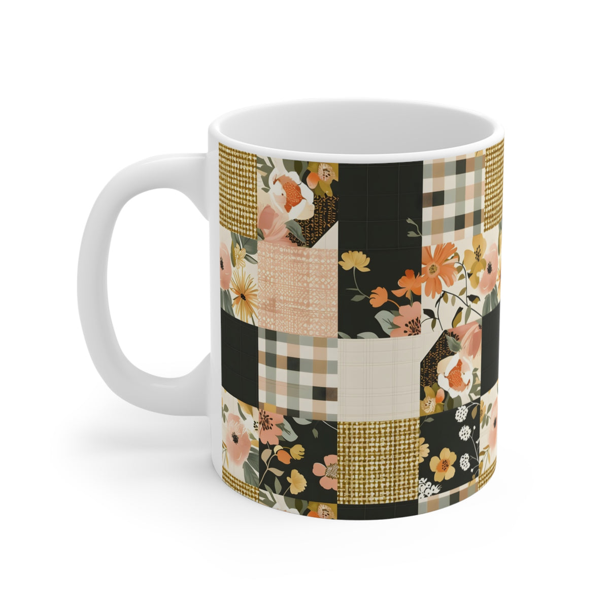 Farmhouse Patchwork Pastel Quilt Pattern Coffee Cup  (13)