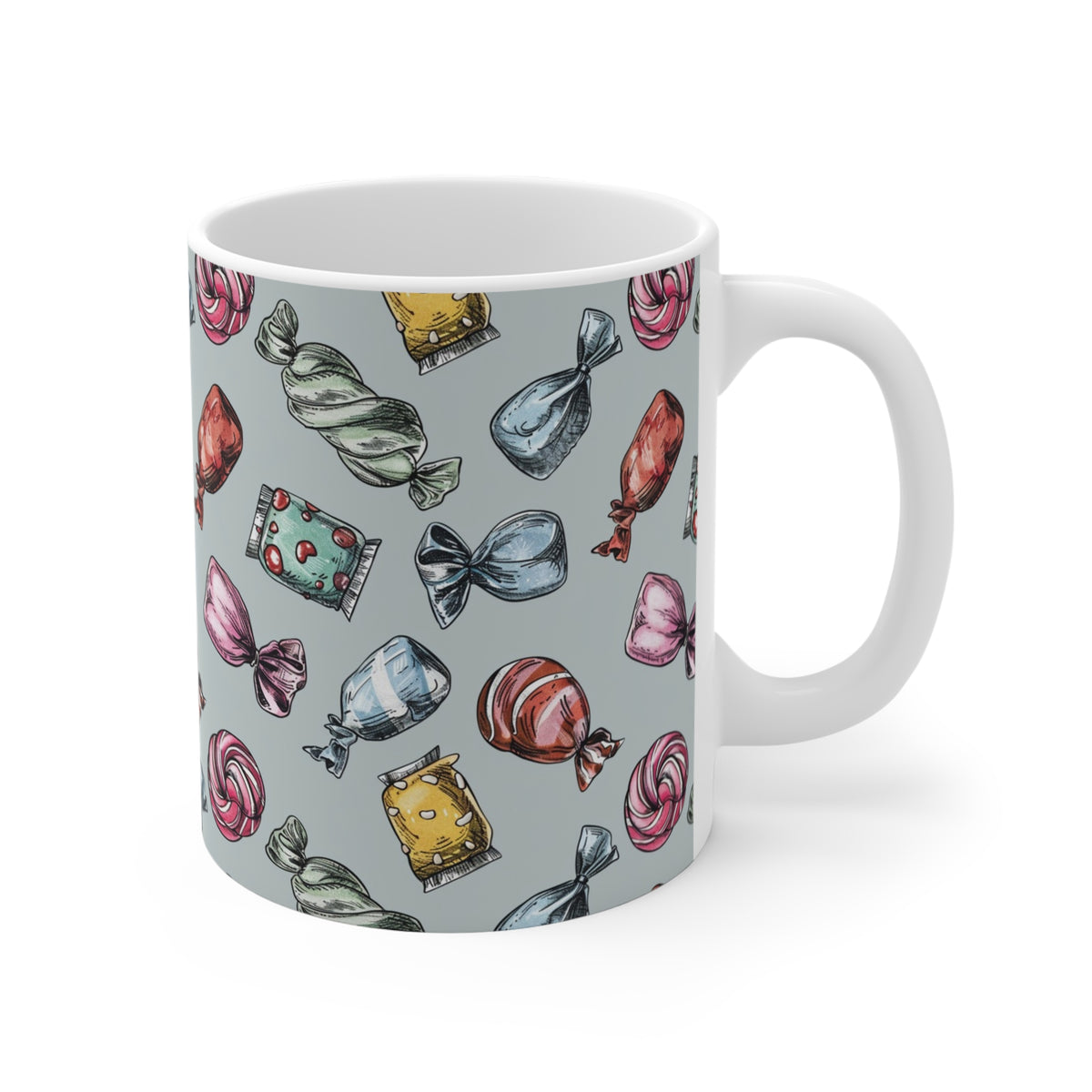 Colorful All-Over Candy Theme Coffee Mug Fun Ceramic Drinkware 451