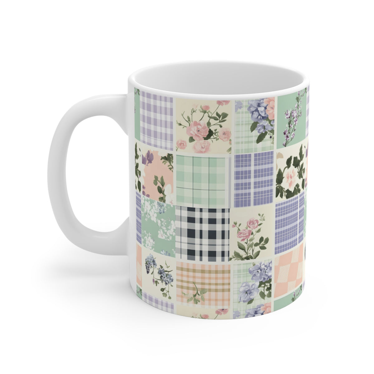 Farmhouse Patchwork Pastel Pattern Coffee Cup  (4)