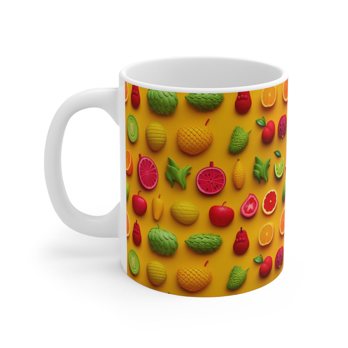 Vibrant Infinite Fruit Pattern Coffee Mug - Unique Ceramic Drinkware 822