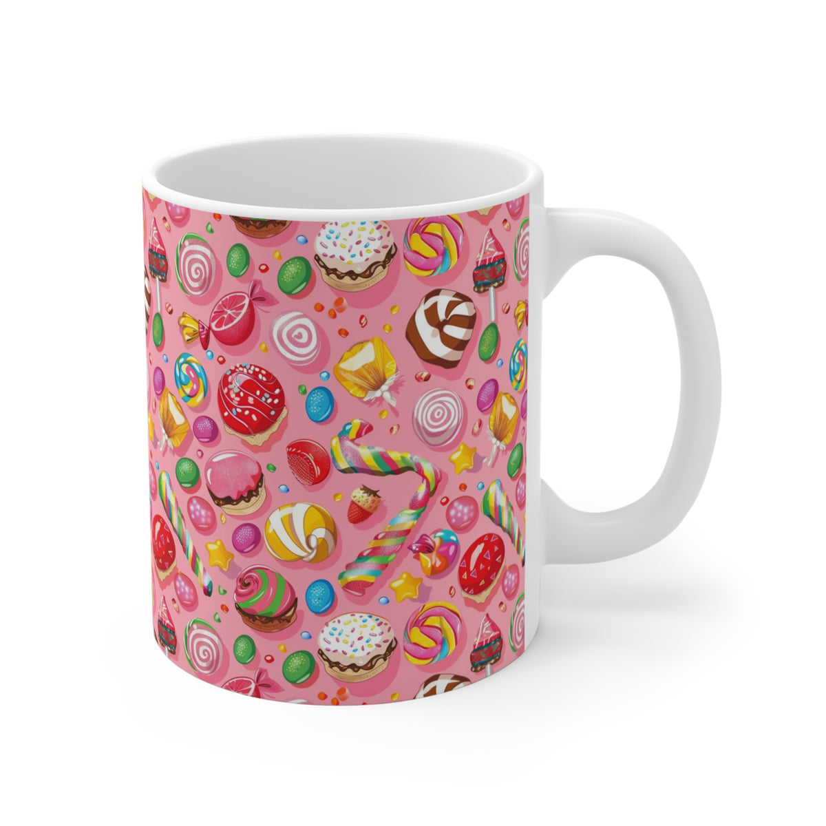 Colorful All-Over Candy Theme Coffee Mug Fun Ceramic Drinkware 298