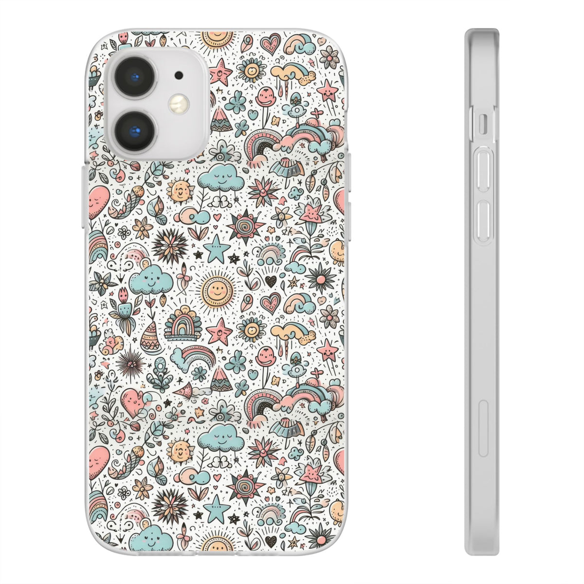 Pastel Doodle Pattern Phone Case – A Playful Touch of Elegance