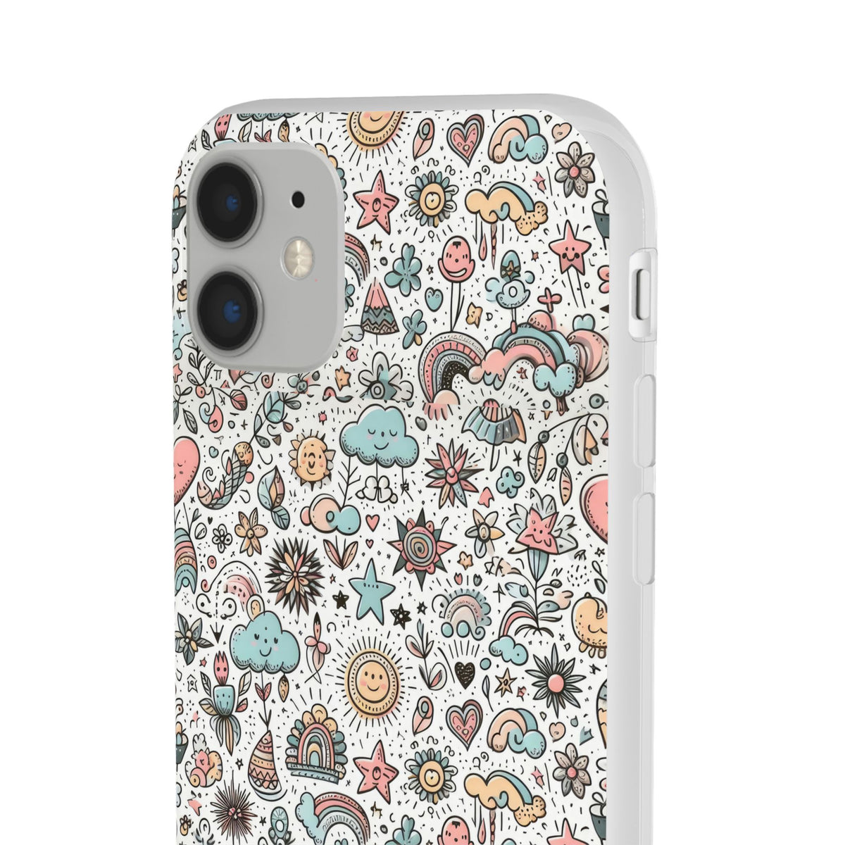 Pastel Doodle Pattern Phone Case – A Playful Touch of Elegance