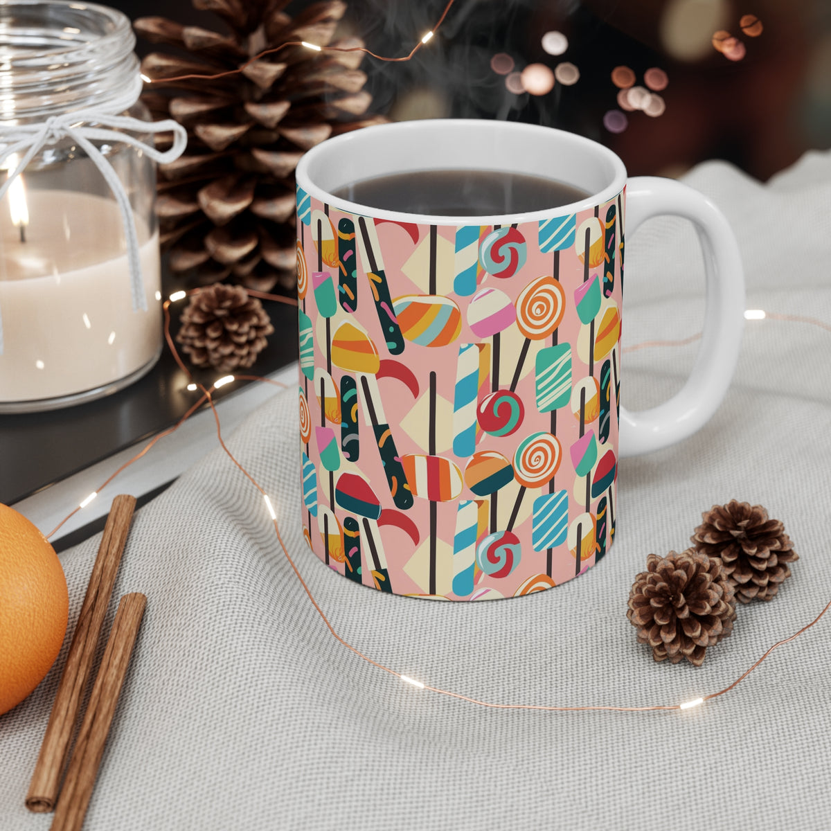 Colorful All-Over Candy Theme Coffee Mug Fun Ceramic Drinkware 448