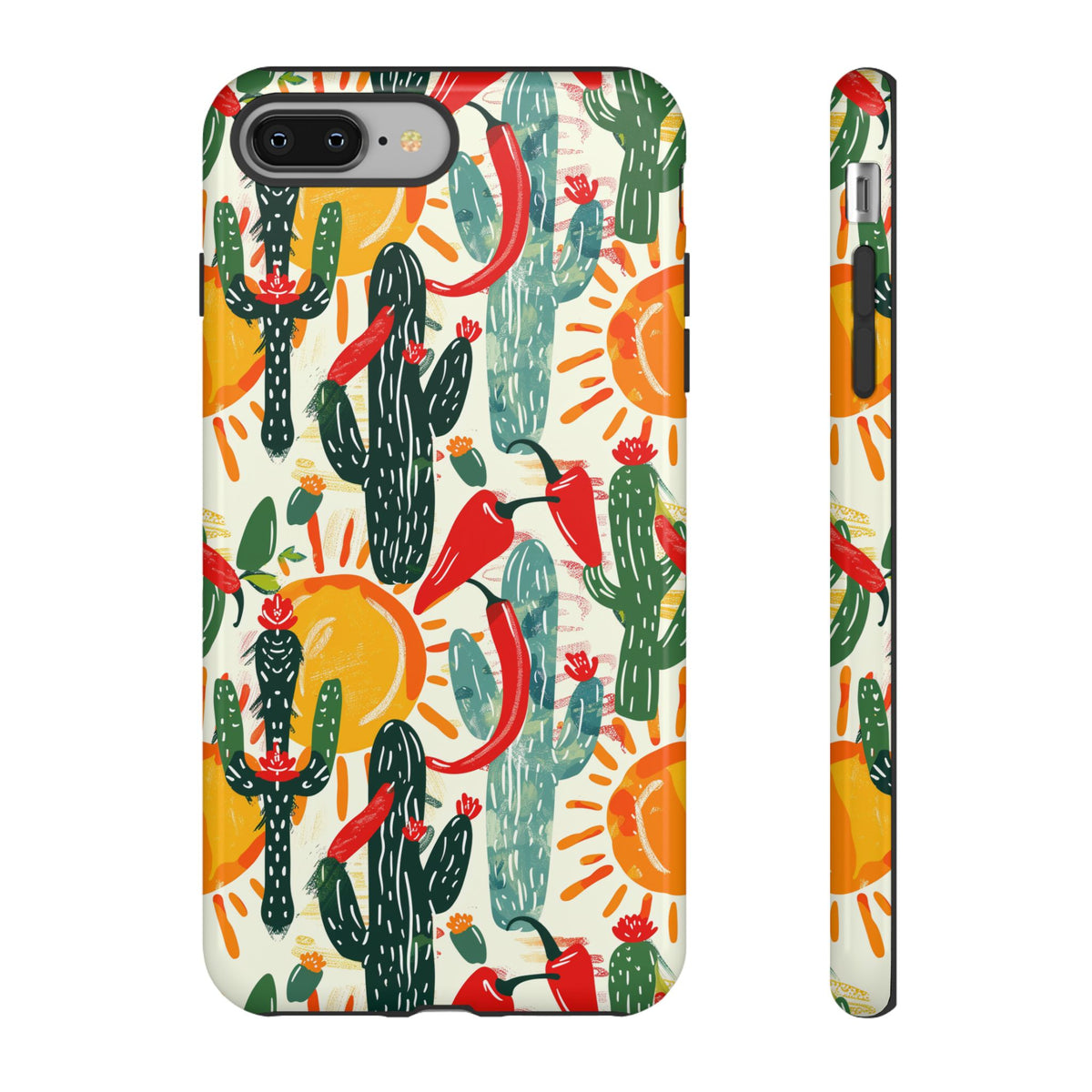 Cactuses, Peppers & Sun Pattern Phone Case – Vibrant Summer Design for Stylish Protection 2