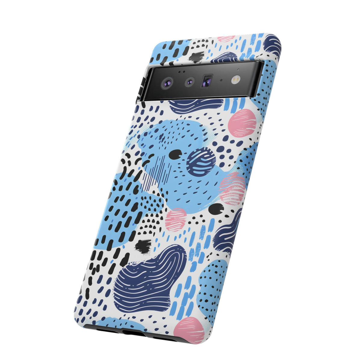 Abstract Baby Blue Memphis Design Phone Case – Sleek and Contemporary Artistry 3