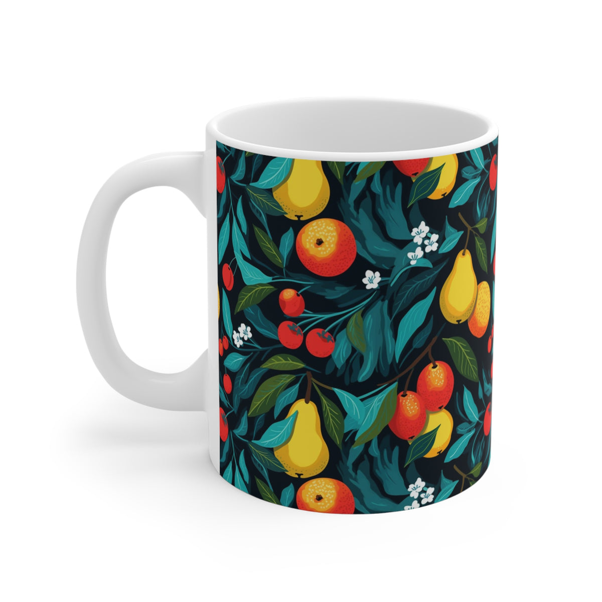 Vibrant Infinite Fruit Pattern Coffee Mug - Unique Ceramic Drinkware 685