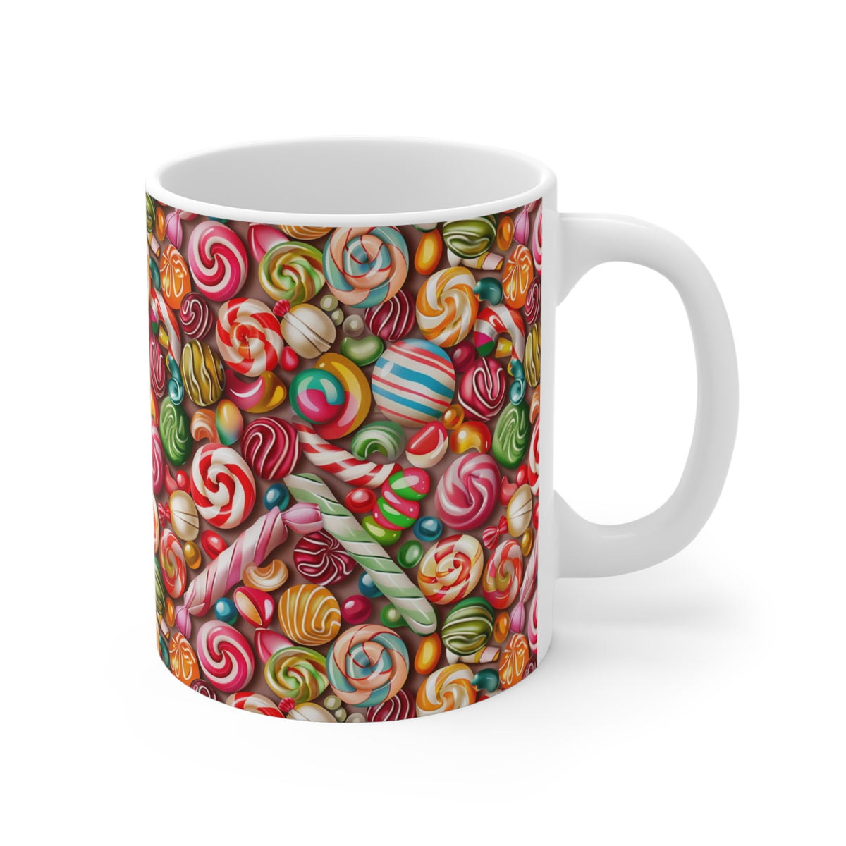 Colorful All-Over Candy Theme Coffee Mug Fun Ceramic Drinkware 496