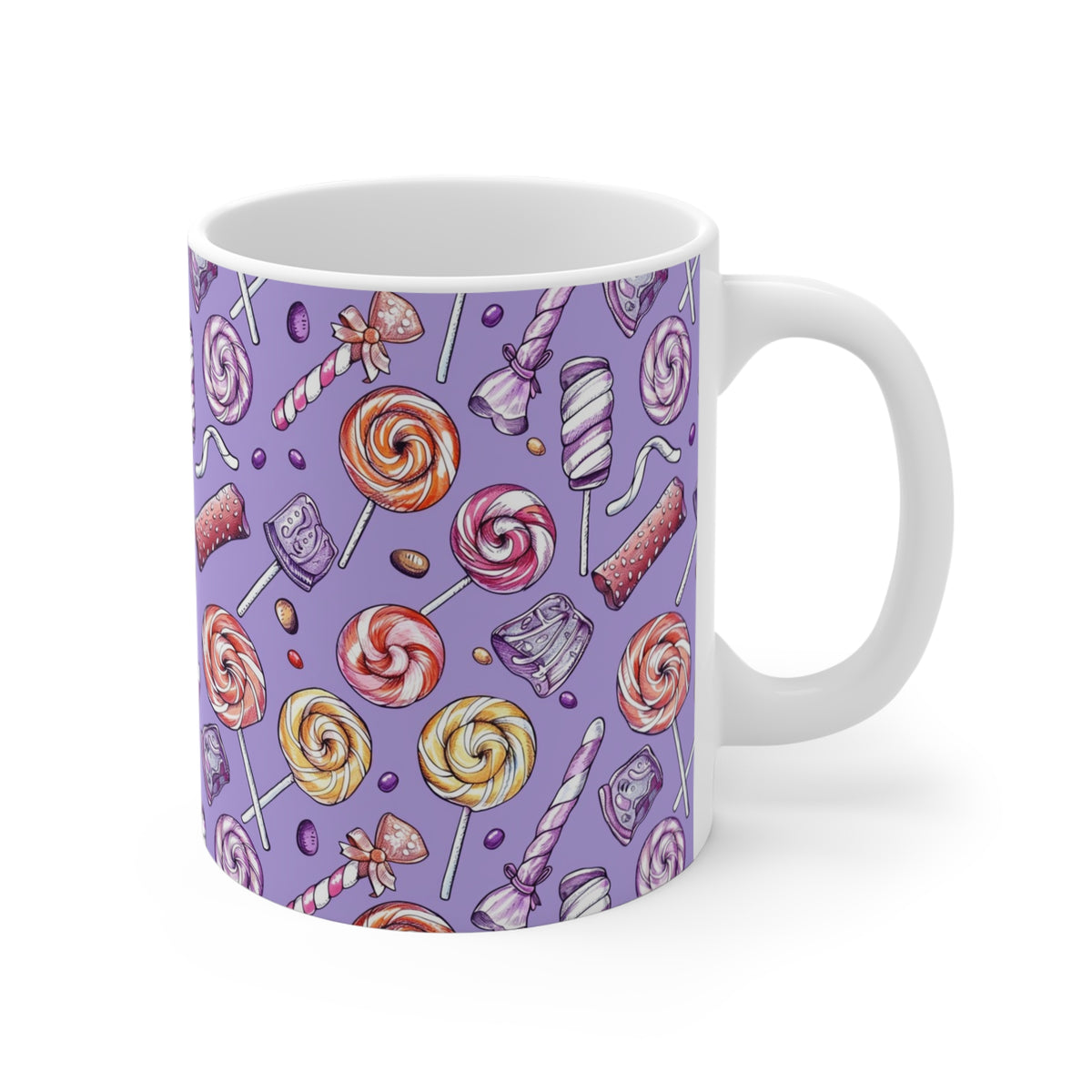 Colorful All-Over Candy Theme Coffee Mug Fun Ceramic Drinkware 282