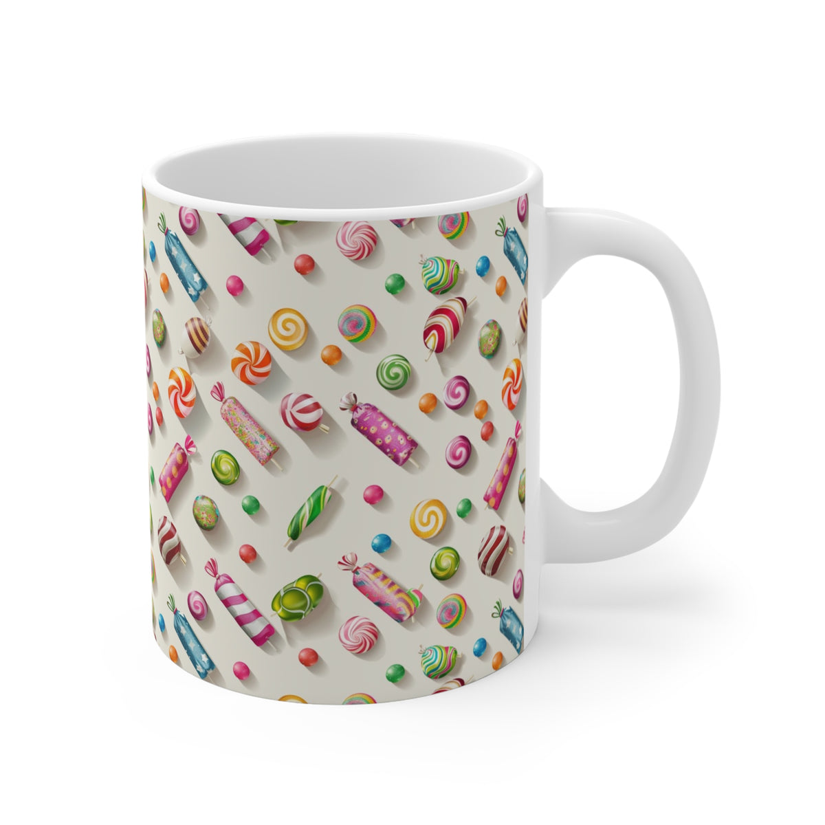 Colorful All-Over Candy Theme Coffee Mug Fun Ceramic Drinkware 421