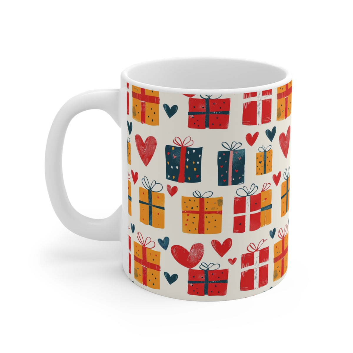 Colorful Heart Design Coffee Mug - Endless Love Pattern Ceramic Cup 210