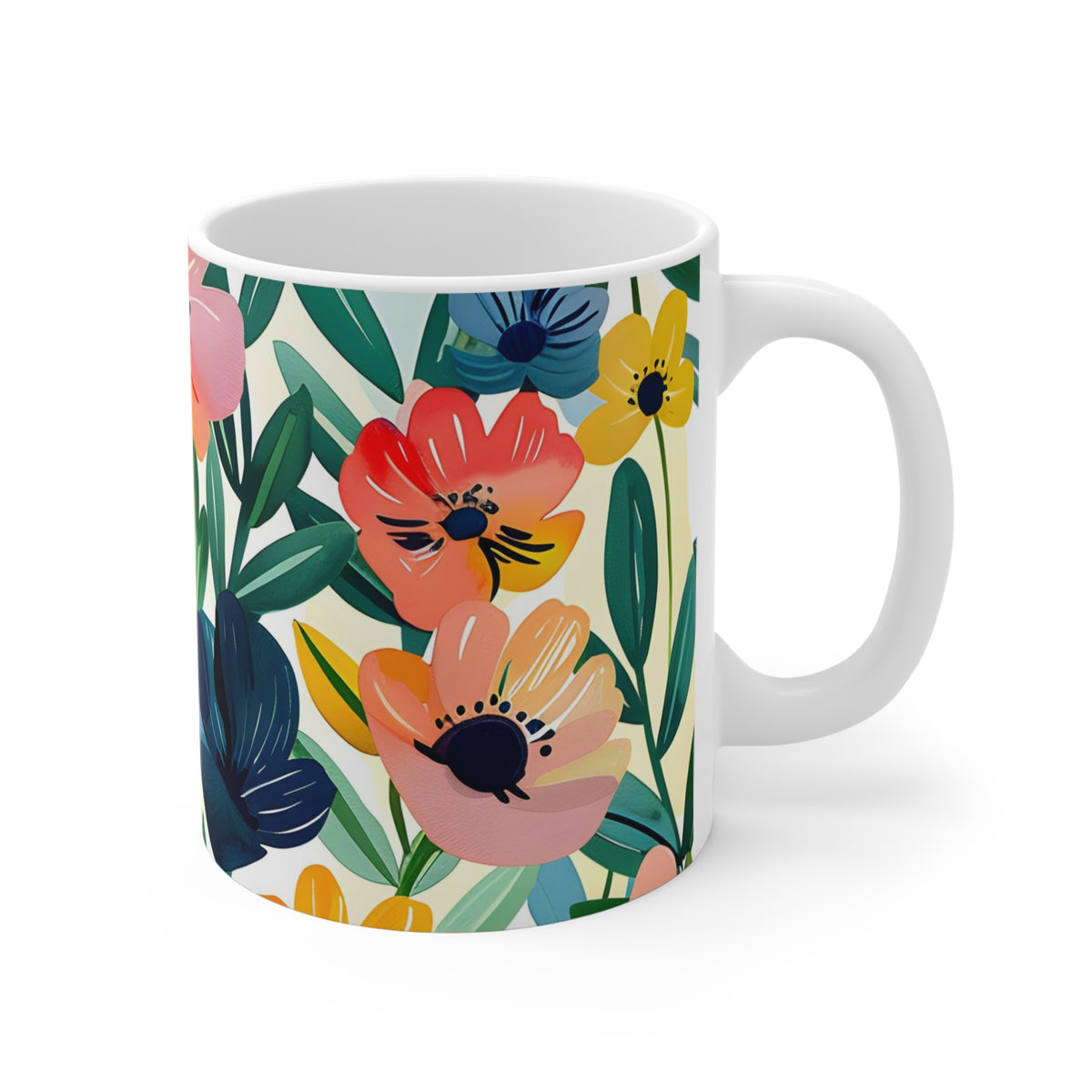 Colorful Spring Flower Pattern Ceramic Coffee Mug  (6)