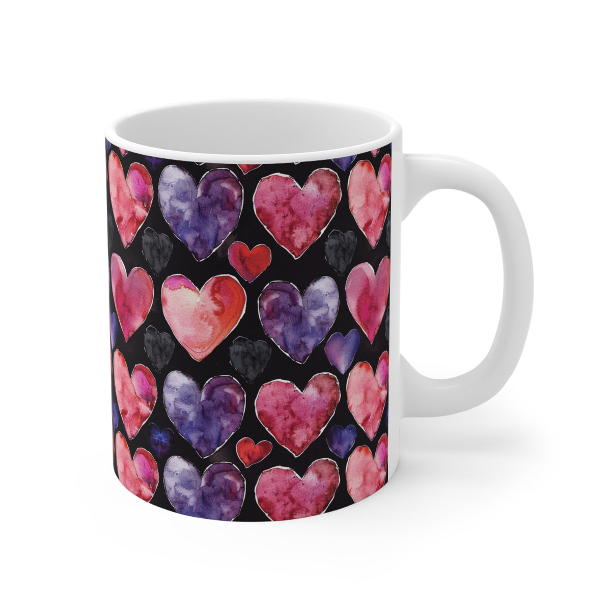 Colorful Heart Design Coffee Mug - Endless Love Pattern Ceramic Cup 769