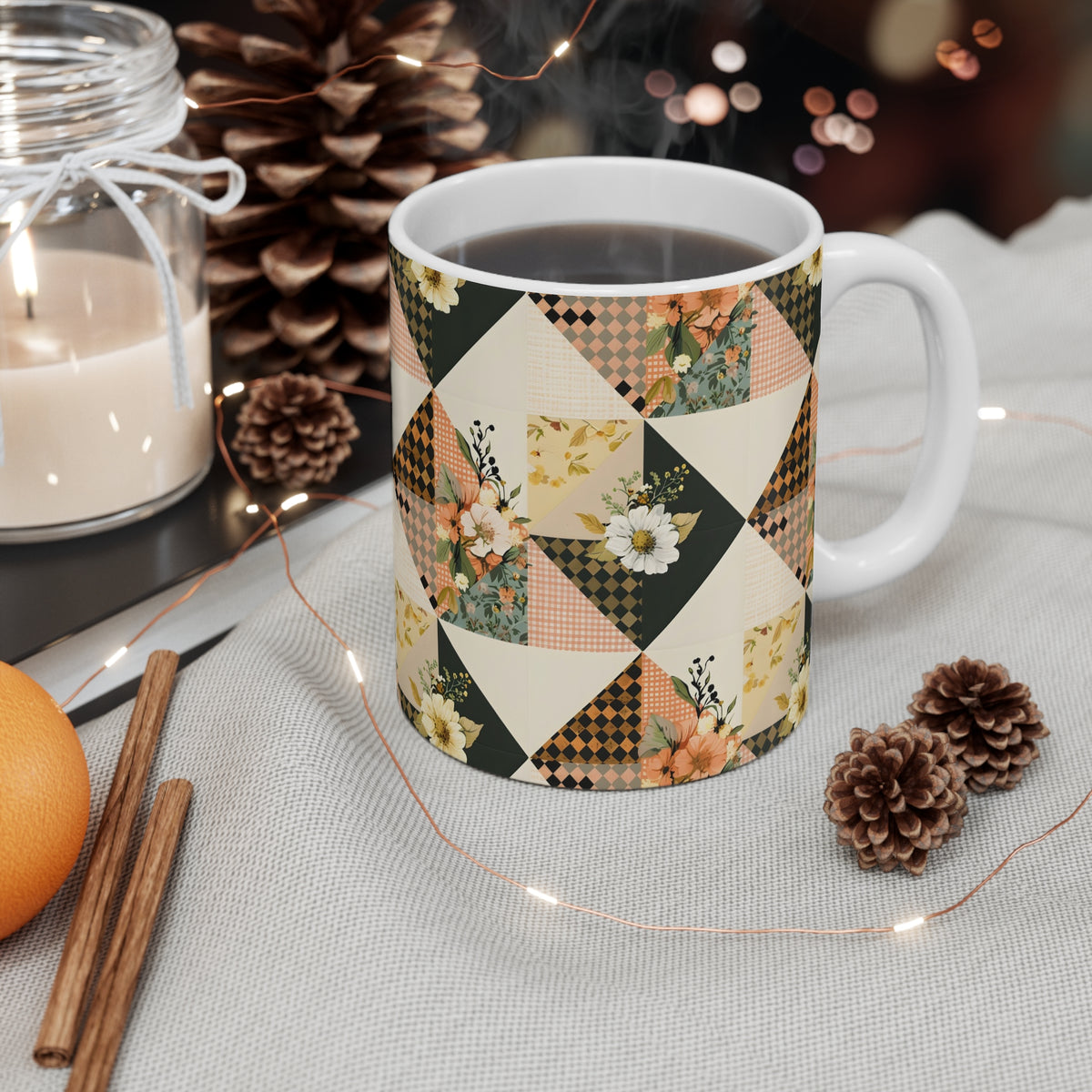 Farmhouse Patchwork Pastel Quilt Pattern Coffee Cup  (15)