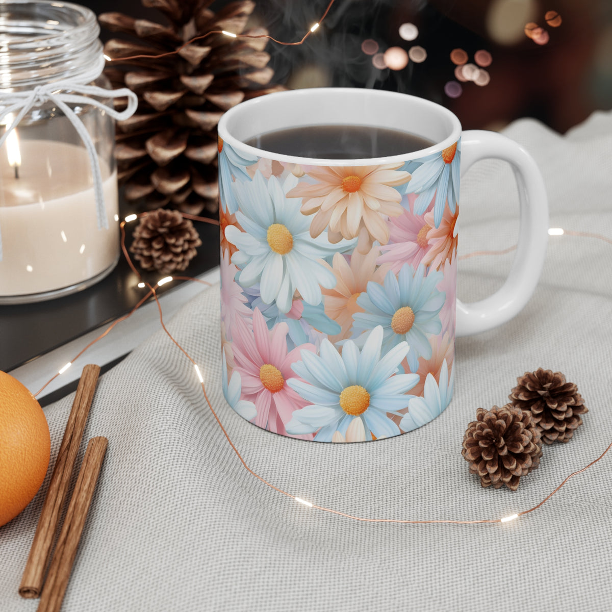 Pastel Daisies Pattern Coffee Cup-Floral Ceramic Mug for Tea and Coffee  (11)